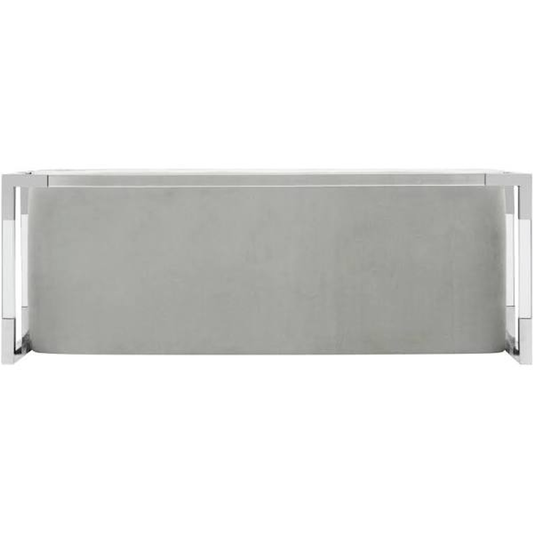 Anastasia bench narrow acrylic bench for foyer hallway in clear lucite with silver metal detail and grey velvet seat