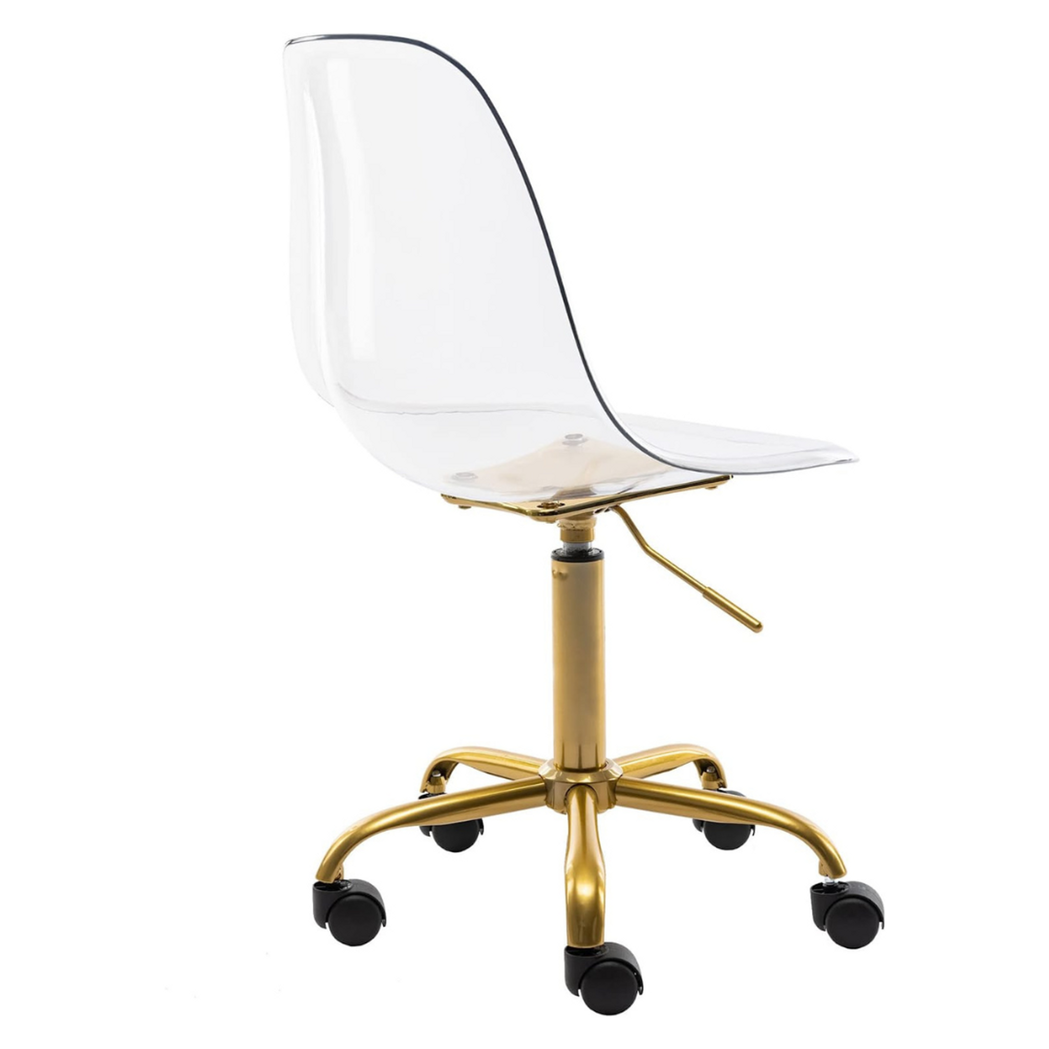 Mid Century Clear Acrylic Desk Chair with Gold Base 