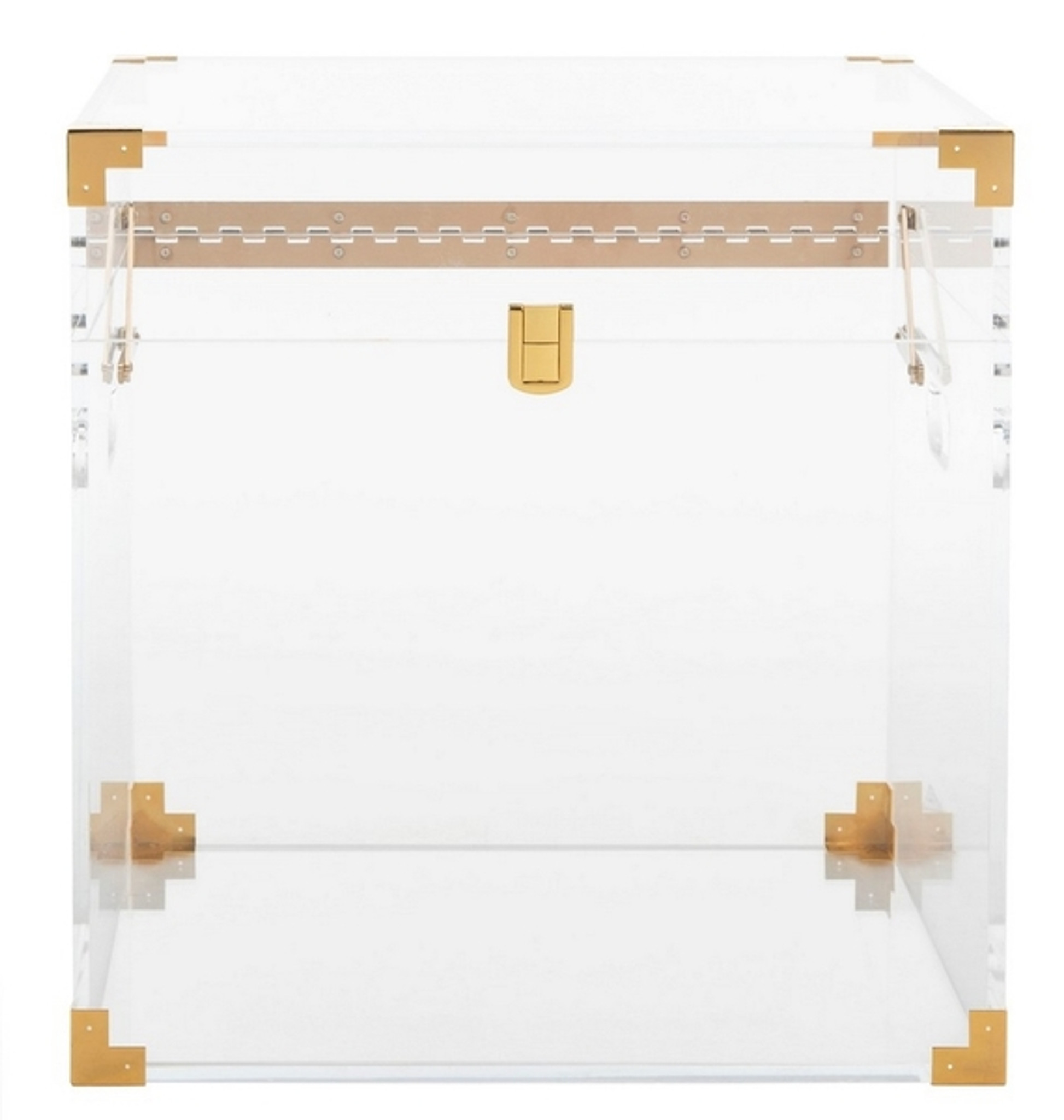 Clear Acrylic Trunk Coffee Table with Brass | Clear Home Design