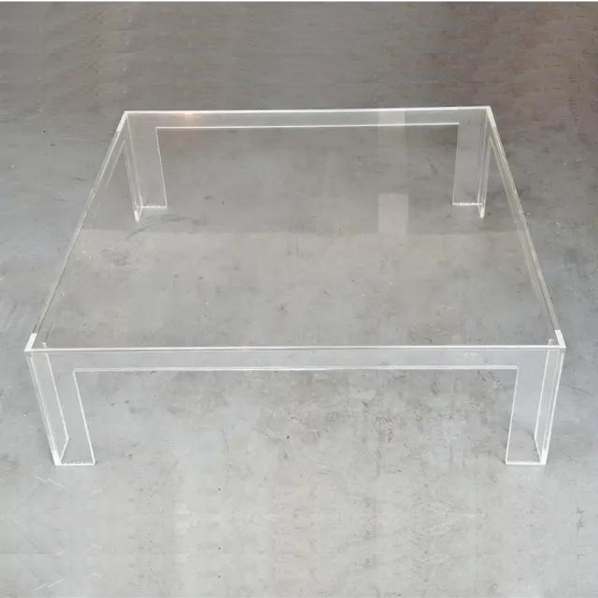 Clear Lucite Parsons Coffee Table