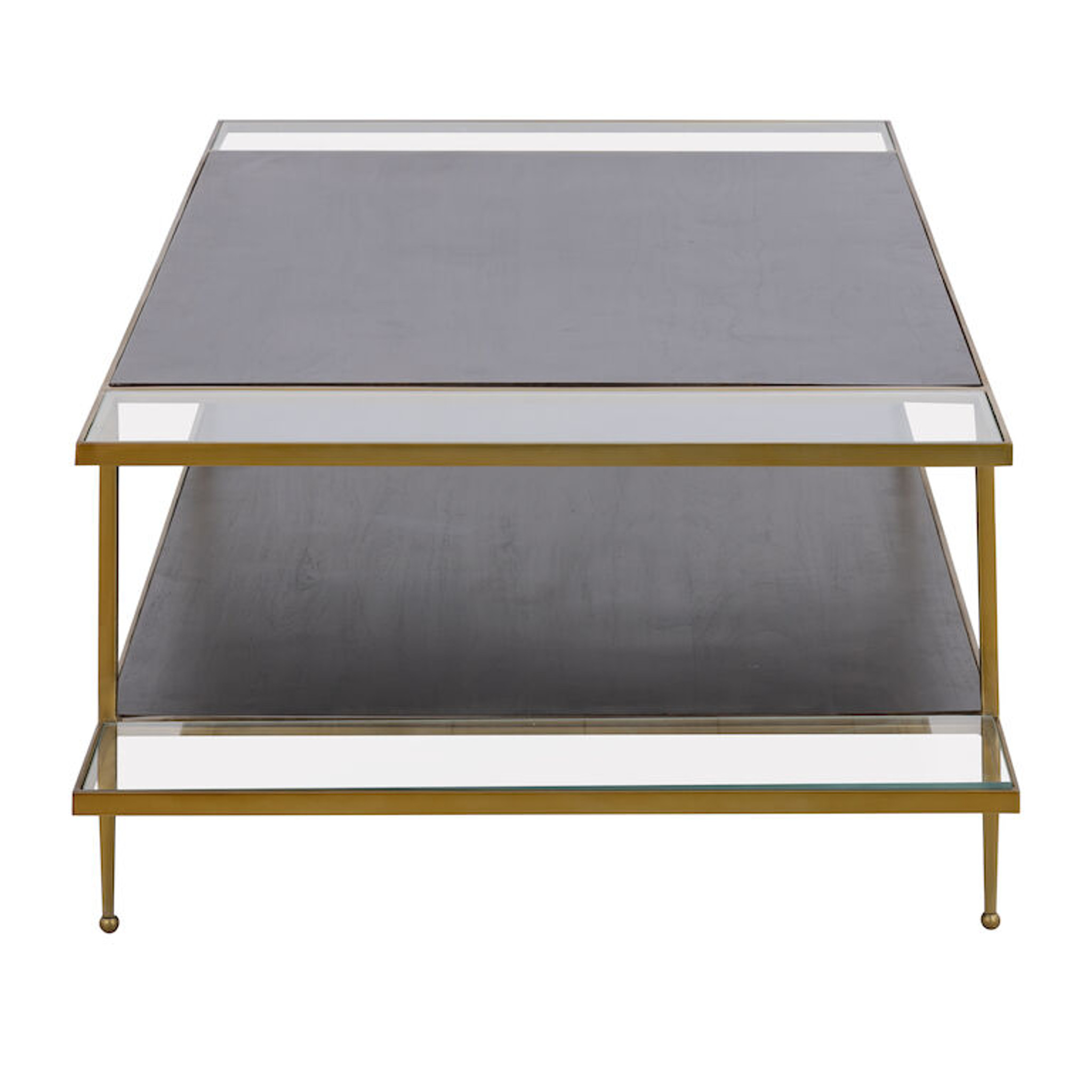 Mid Century Brass and Glass Coffee Table (H0805-9917) 