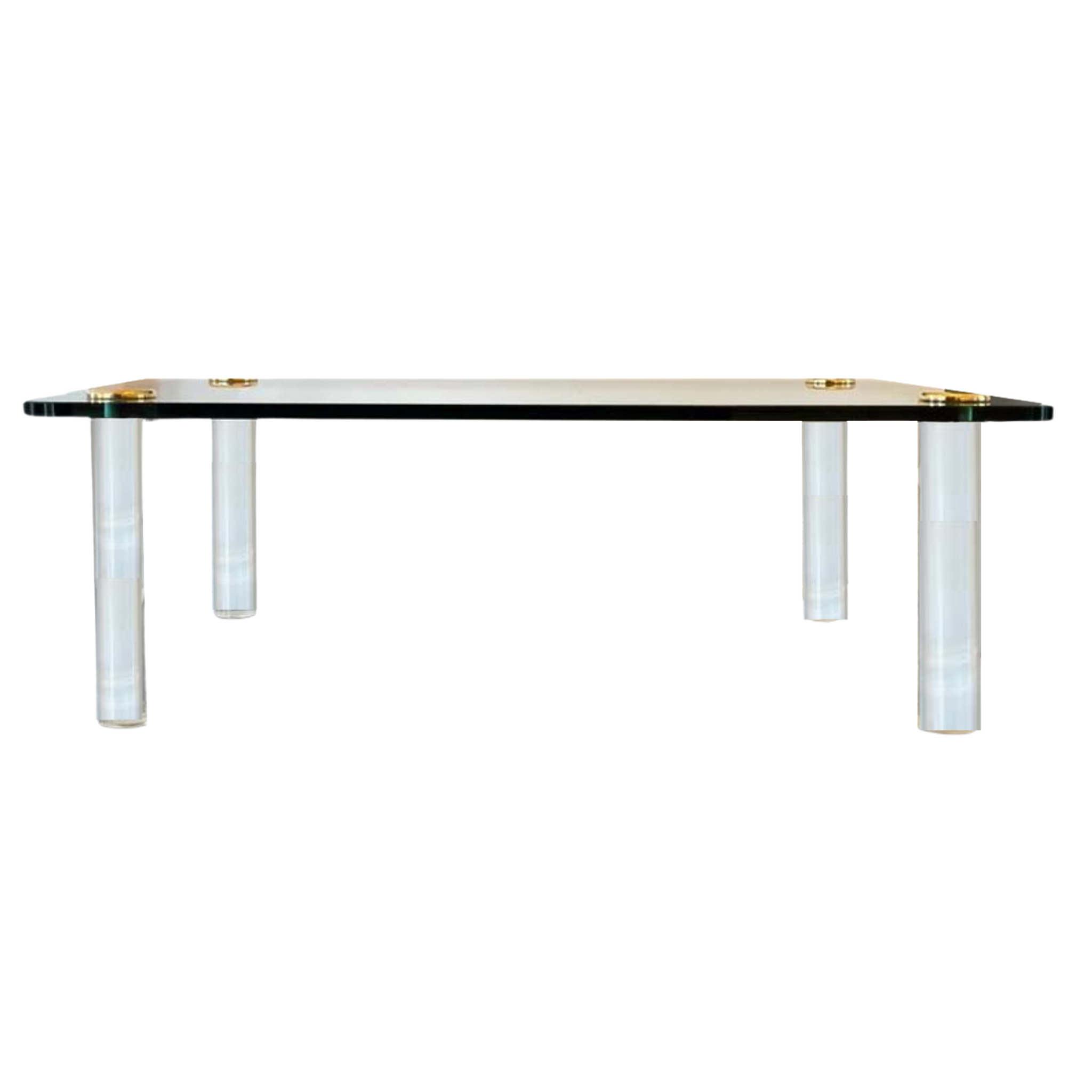 1970's Round Lucite Leg Dining Table with Thick Glass Top
