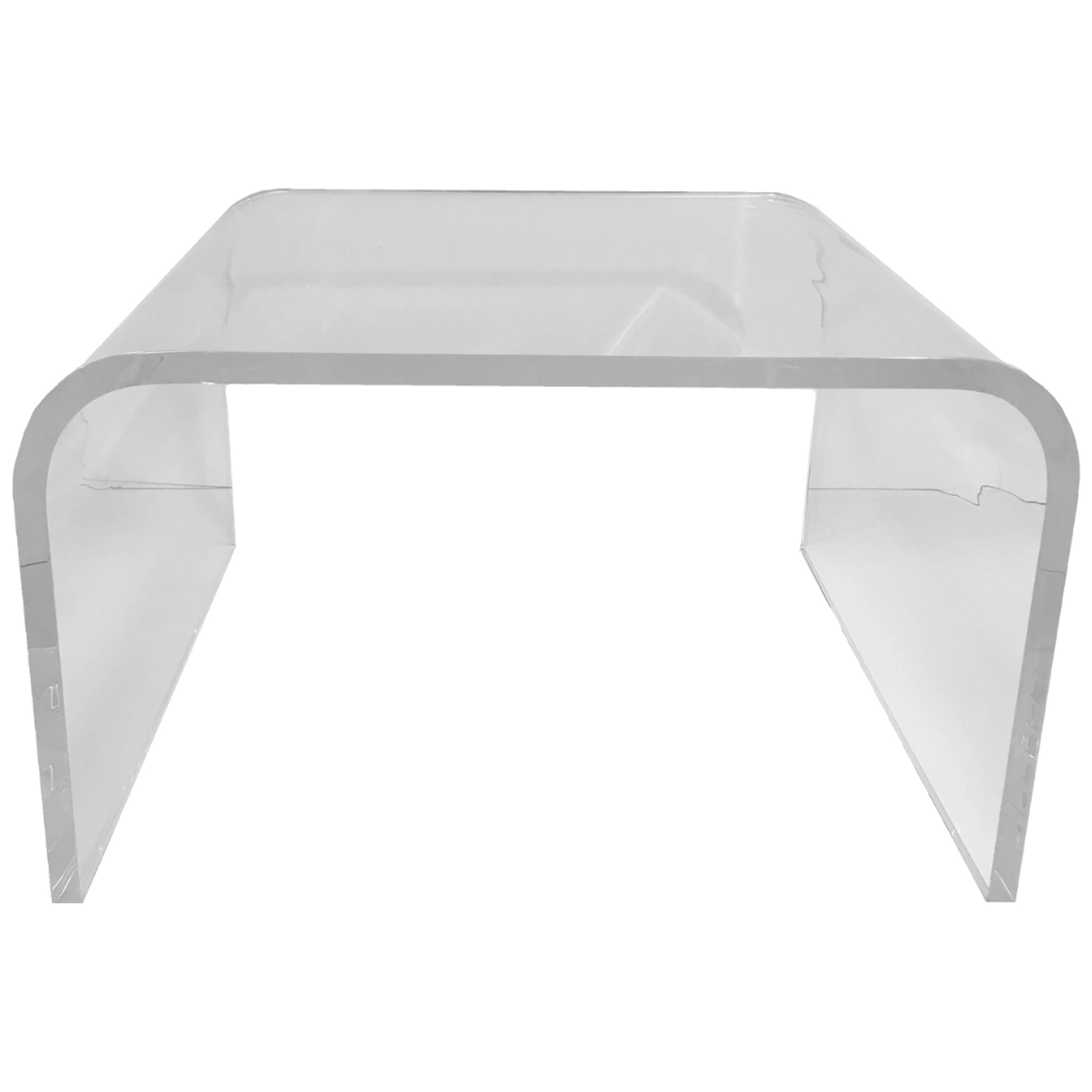 clear lucite thick waterfall square coffee table classic