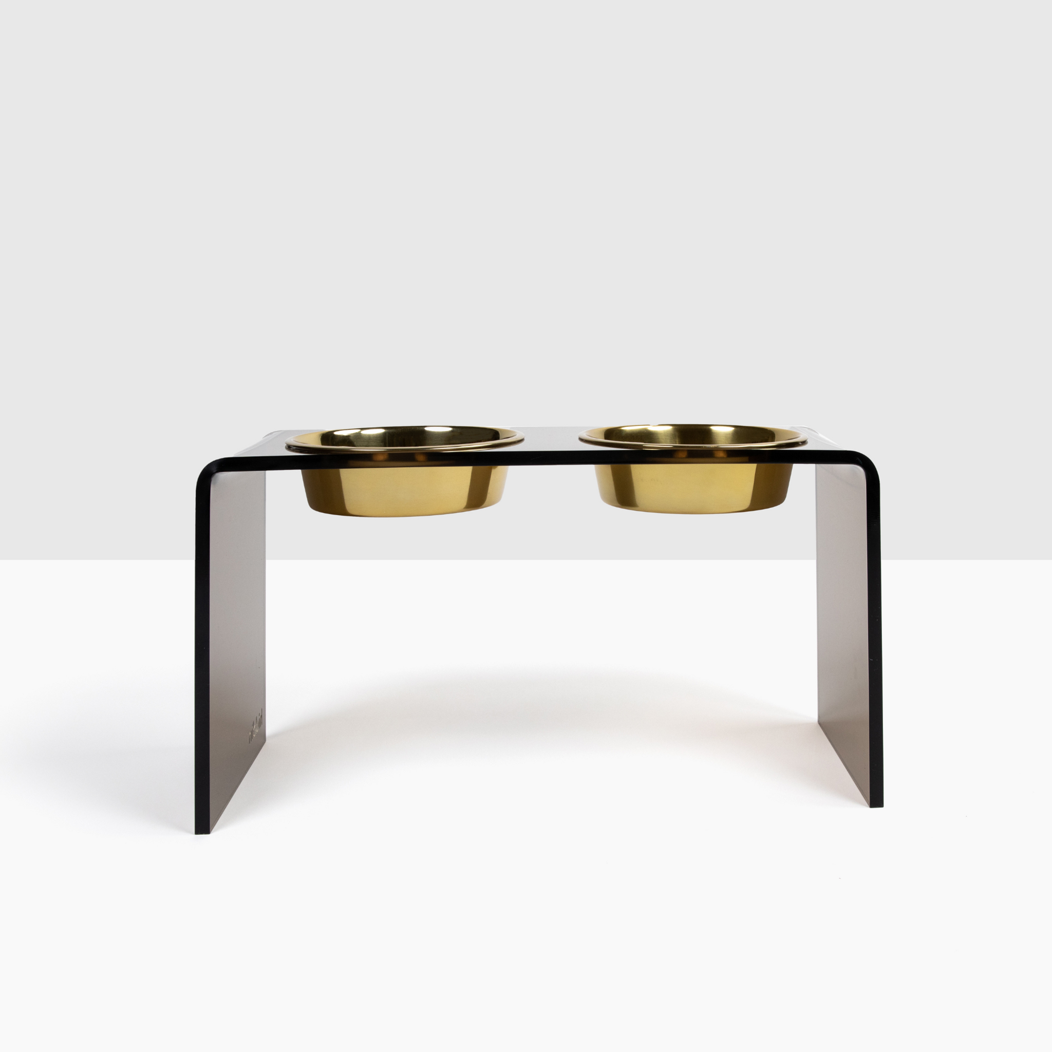 Elevated Double Pet Bowl Feeder with Gold Bowls