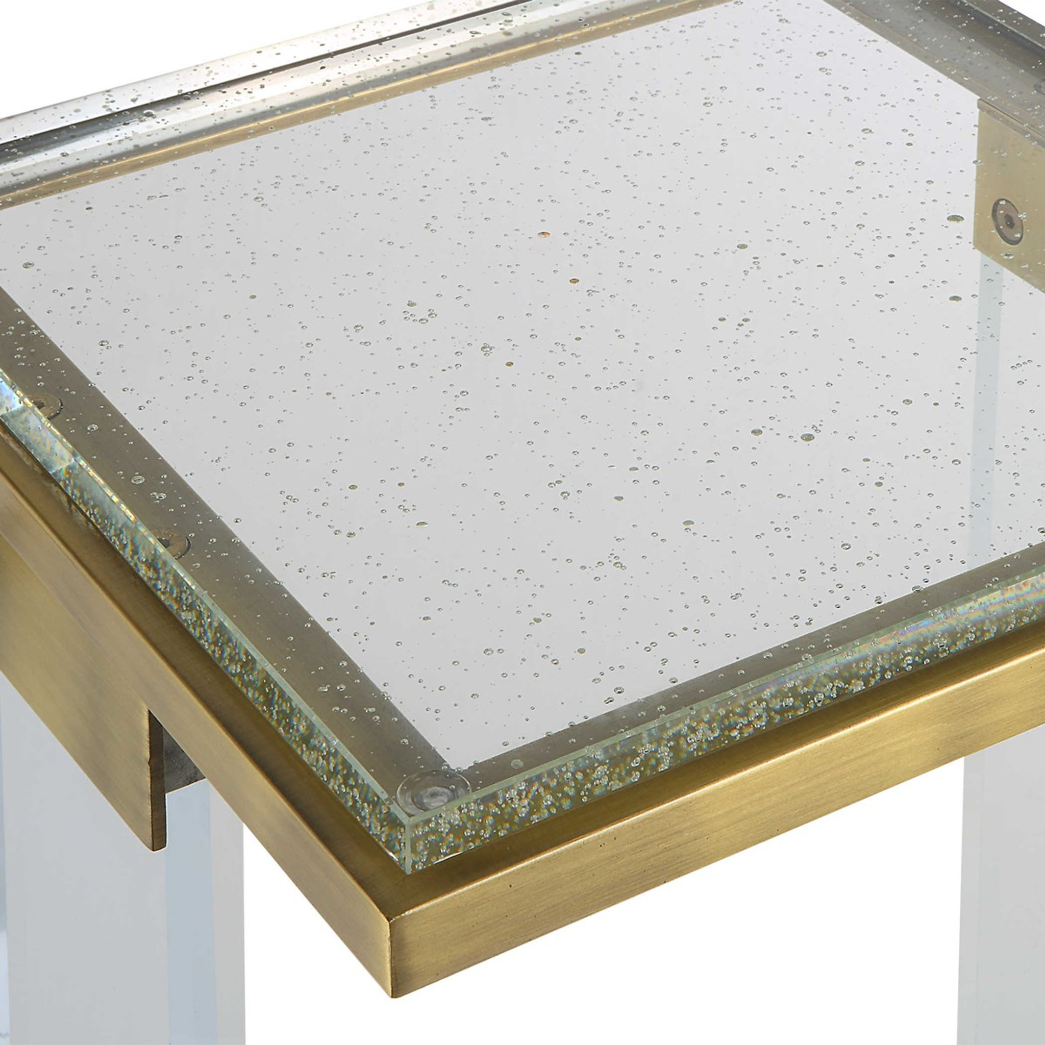  Brass and Lucite Square Drink Table