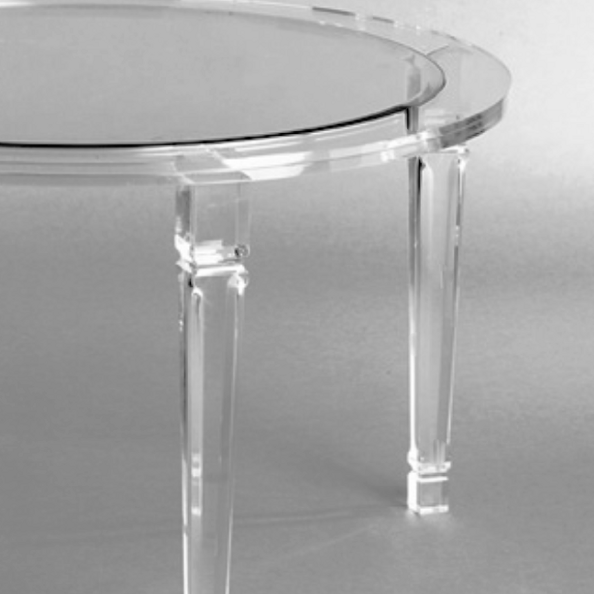 Lucite Classic Round Foyer Table with 4 Carved Legs