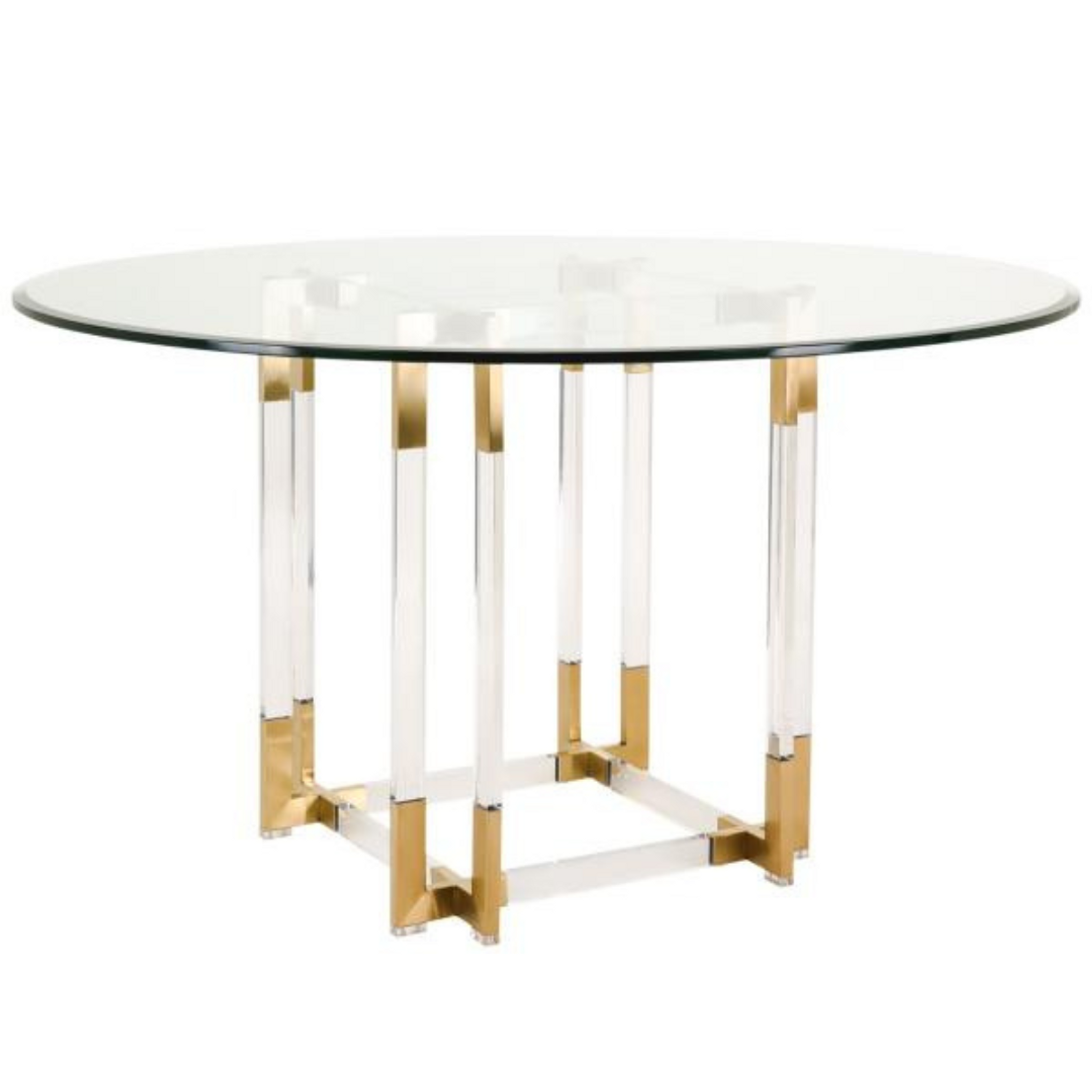 Lucite Double Leg Round Table with Gold