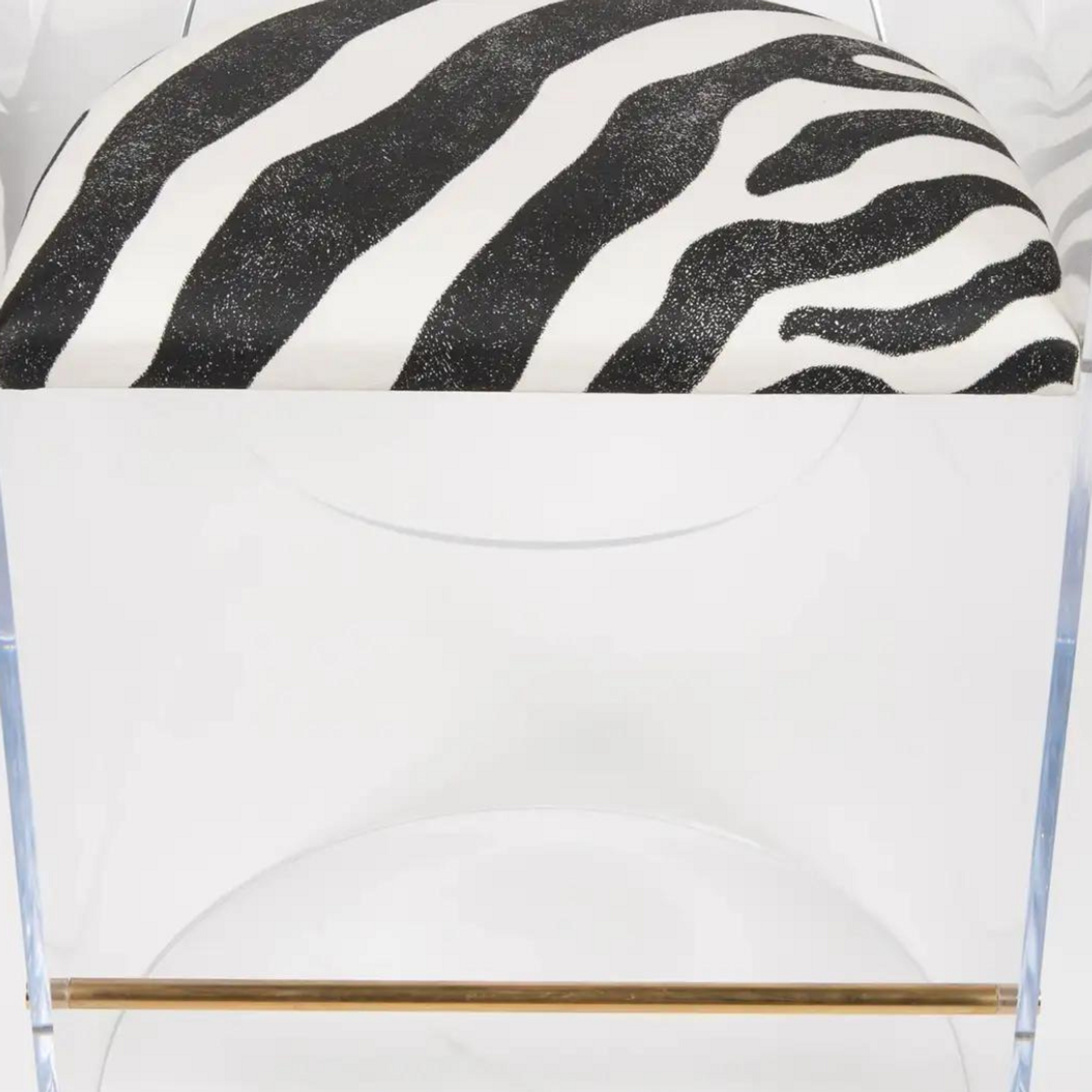 Acrylic Barrel Counter Stool with Zebra Printed Seat