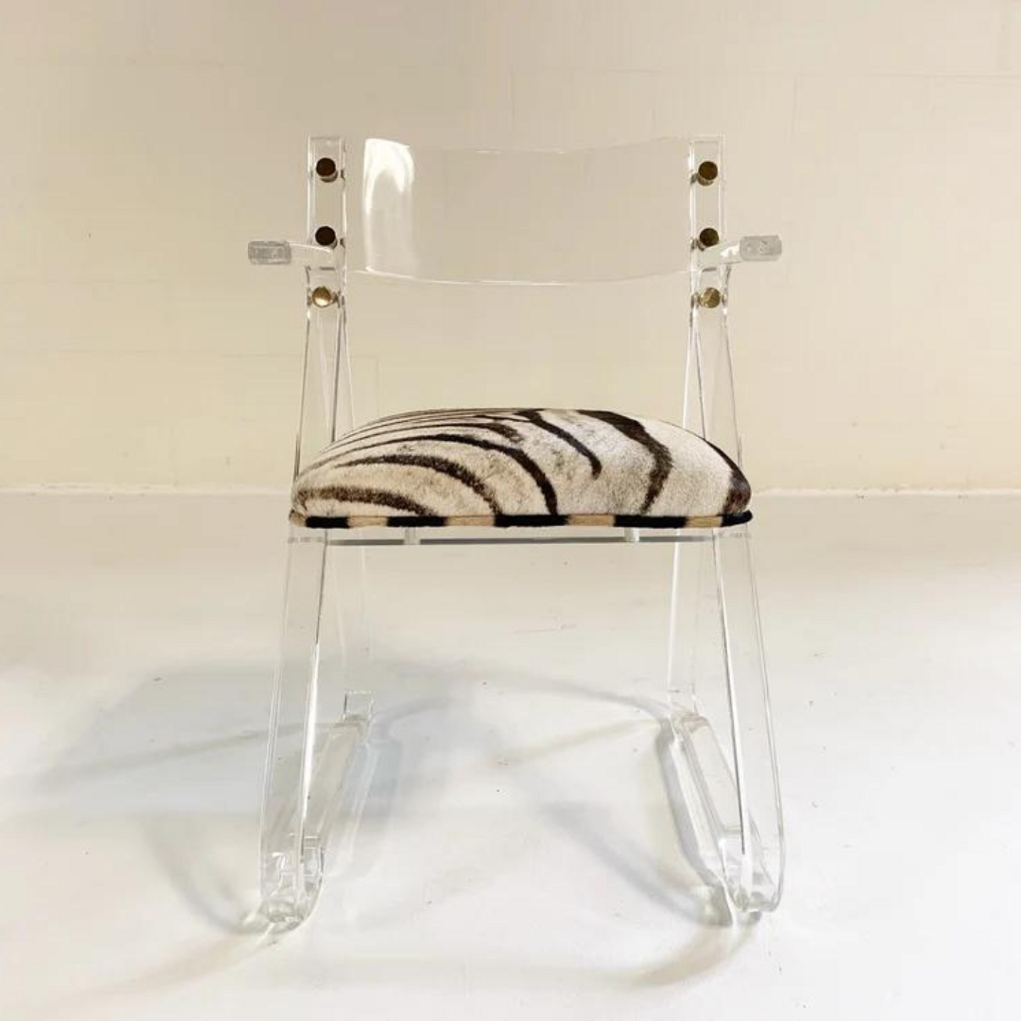 Acrylic Barrel Game Chair with Zebra Printed Seat