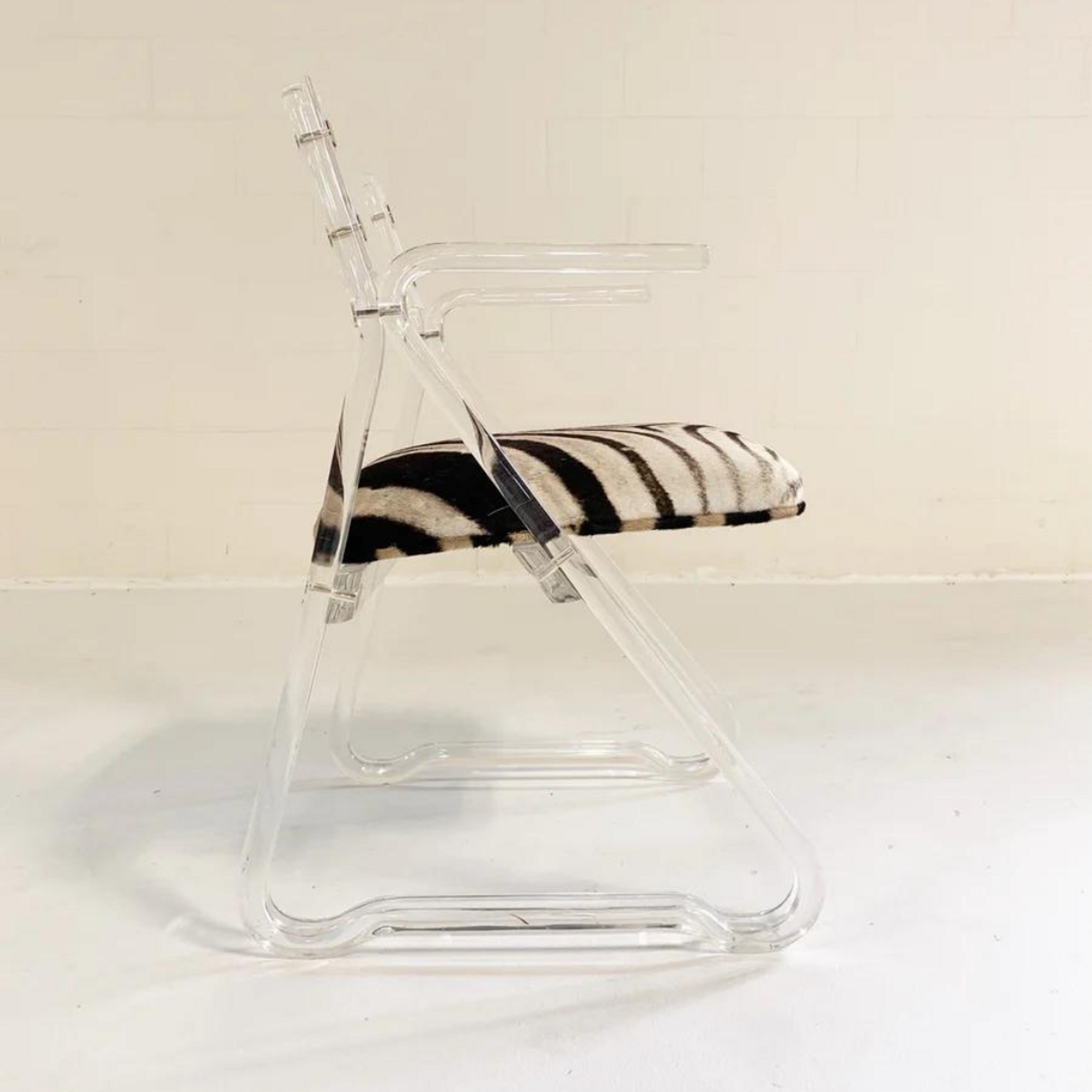 Acrylic Barrel Game Chair with Zebra Printed Seat