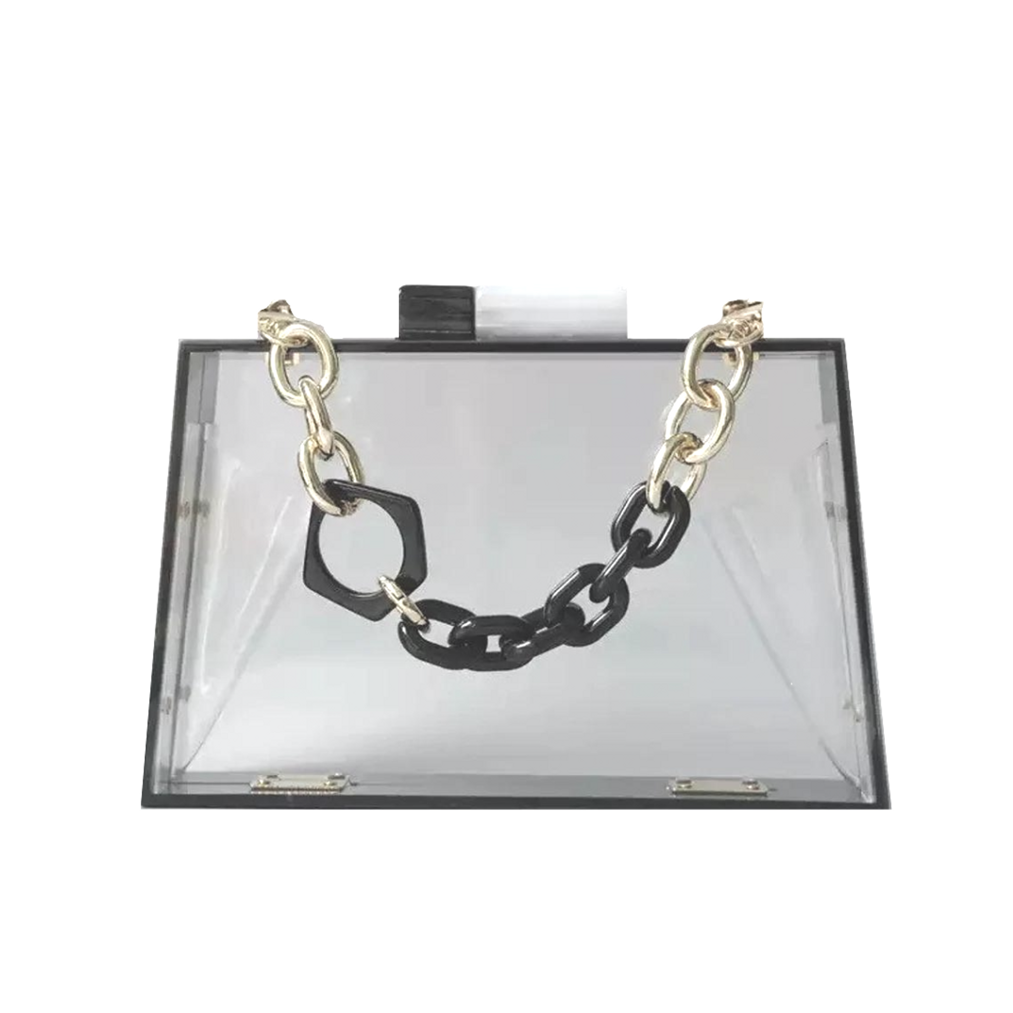 Clear Clutch with Gold Chain