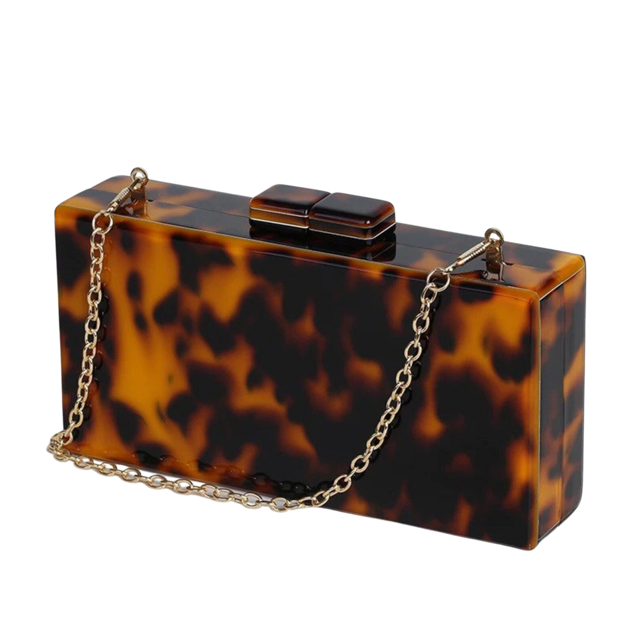 Faux Tortoise Acrylic Clutch Purse