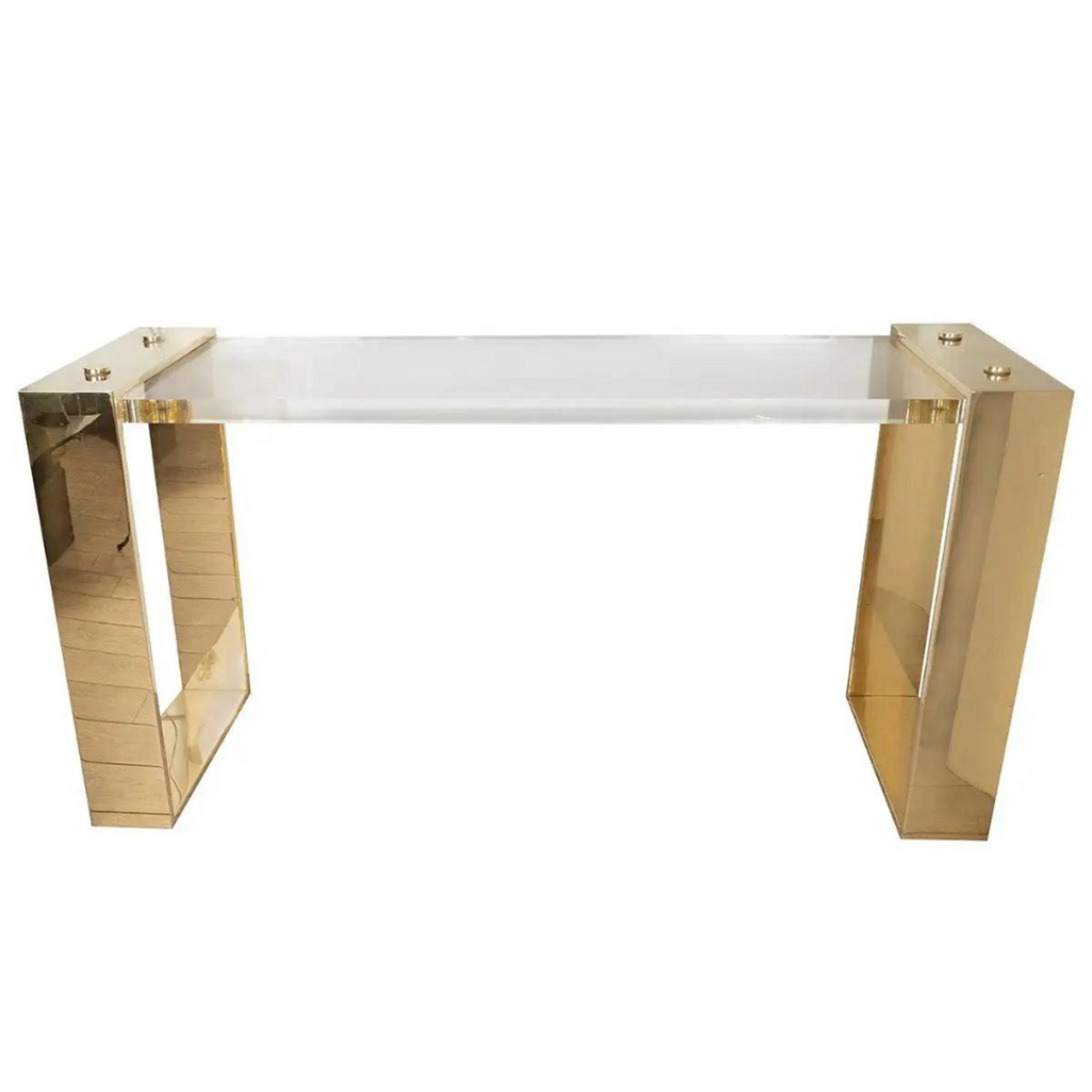 brass lucite coffee table, lucite rectangle coffee table, modern brass lucite cocktail table