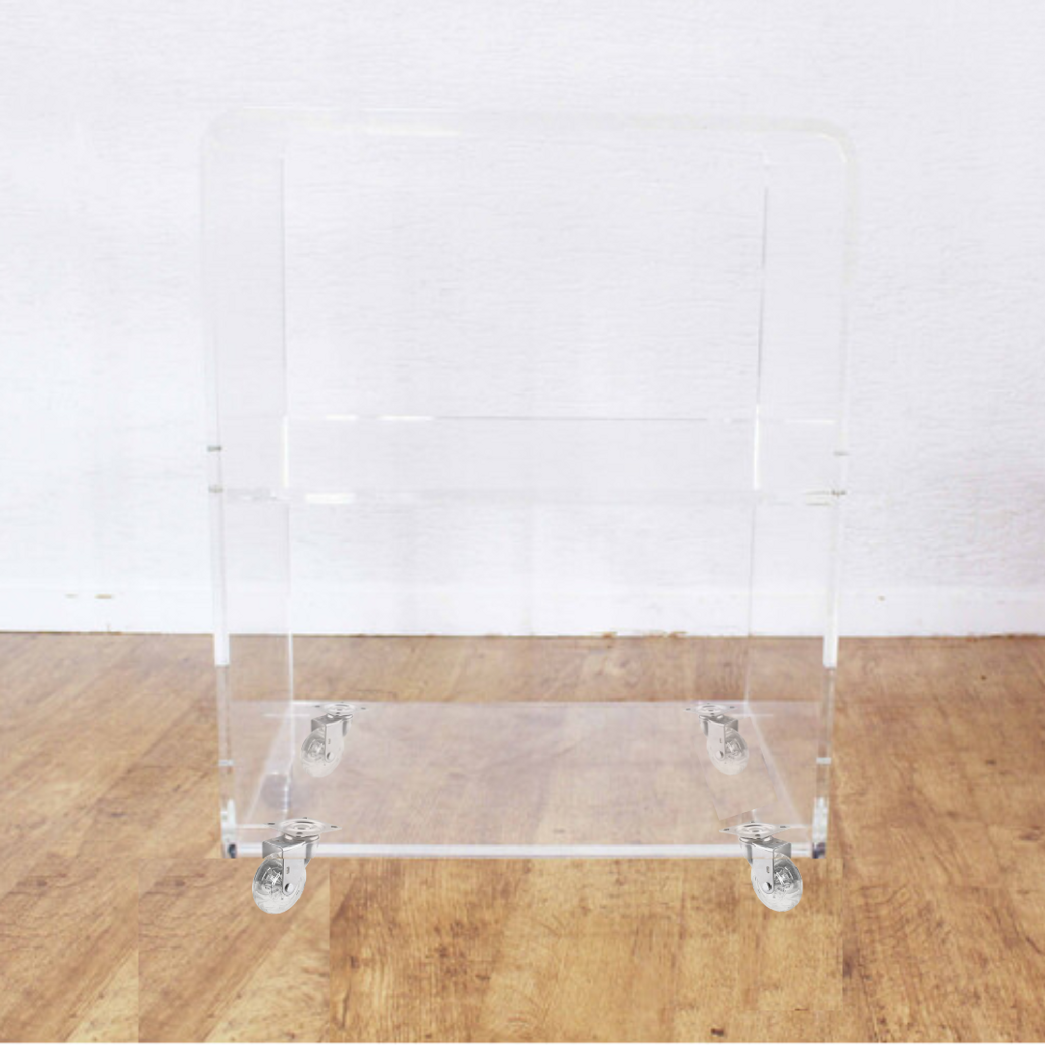 1 Shelf Waterfall Side Table on Wheels