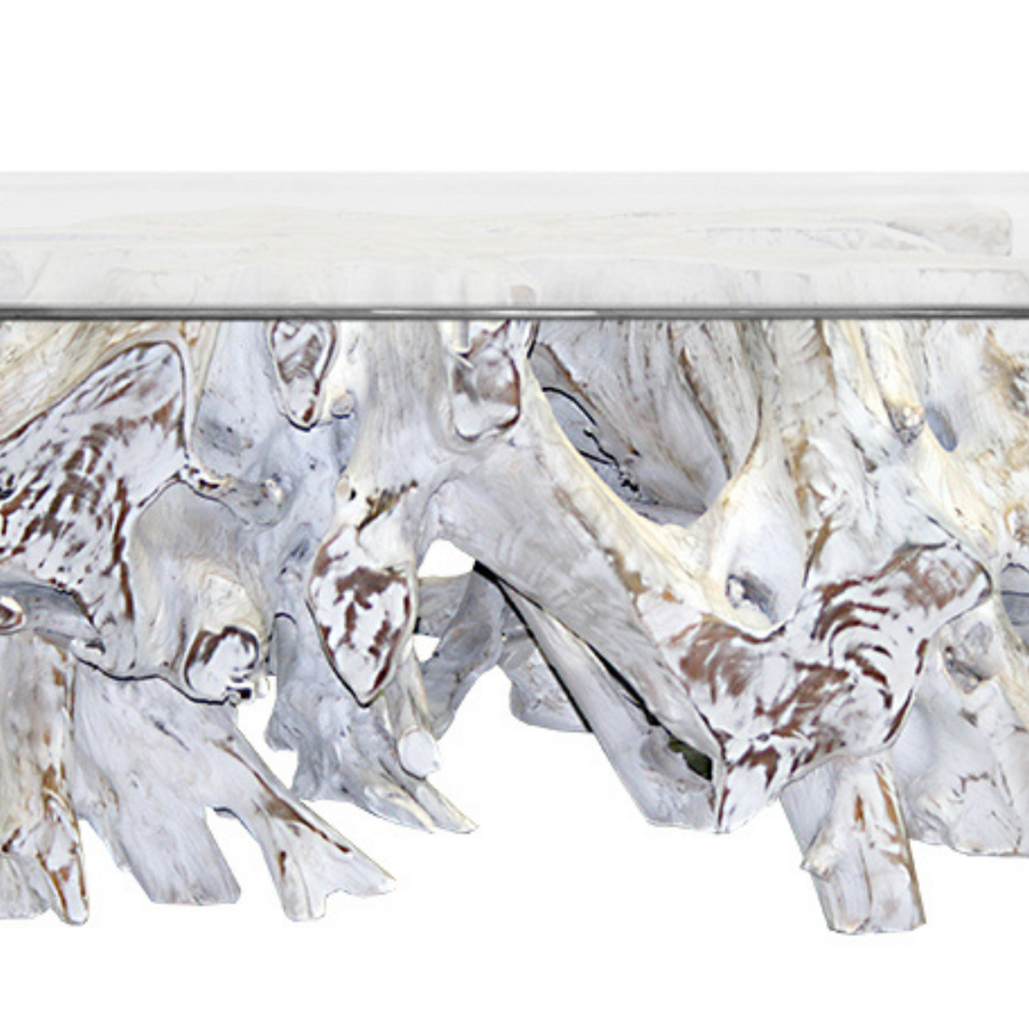 Whitewash Square Teak Root Coffee Table 