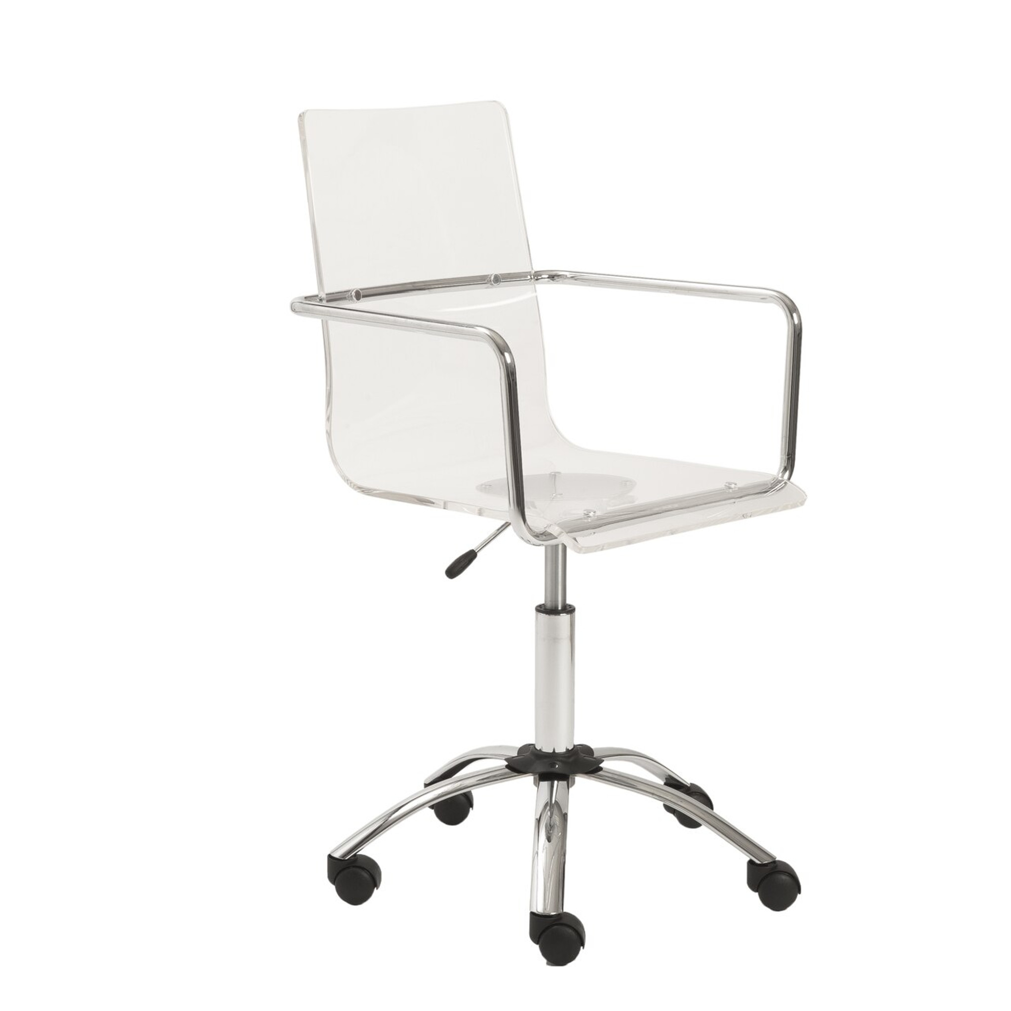 chloe office chair clear desk chair with arms silver chrome metal base swivel