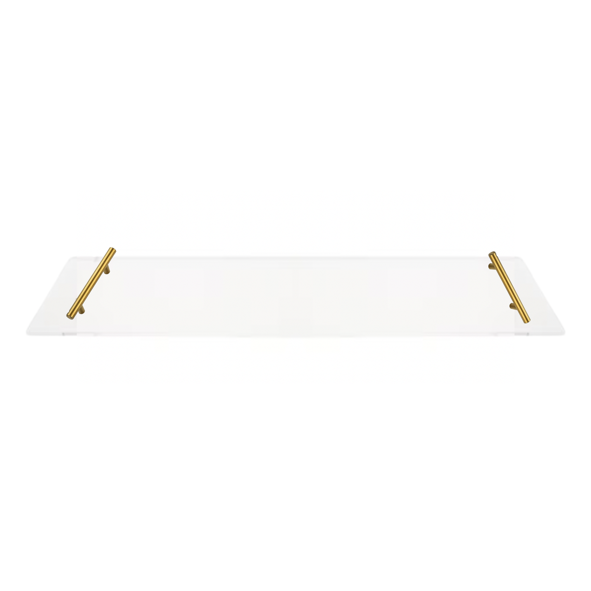 Clear Bathtub Caddy Tray with Metal Handles brass gold