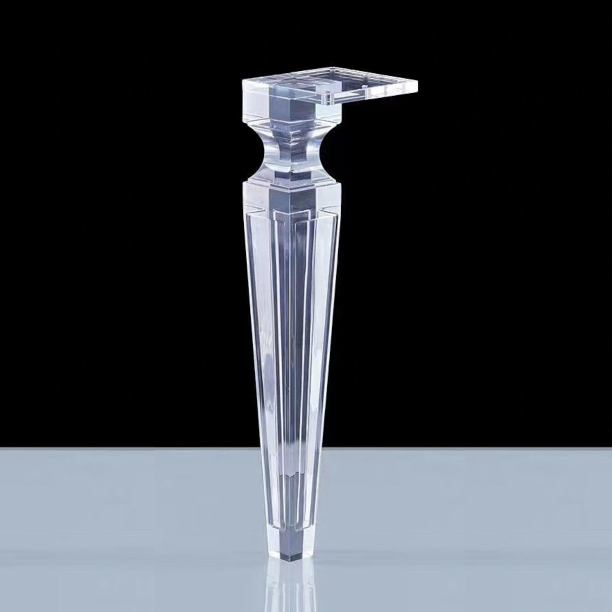Lucite Tapered Pyramid Leg Console