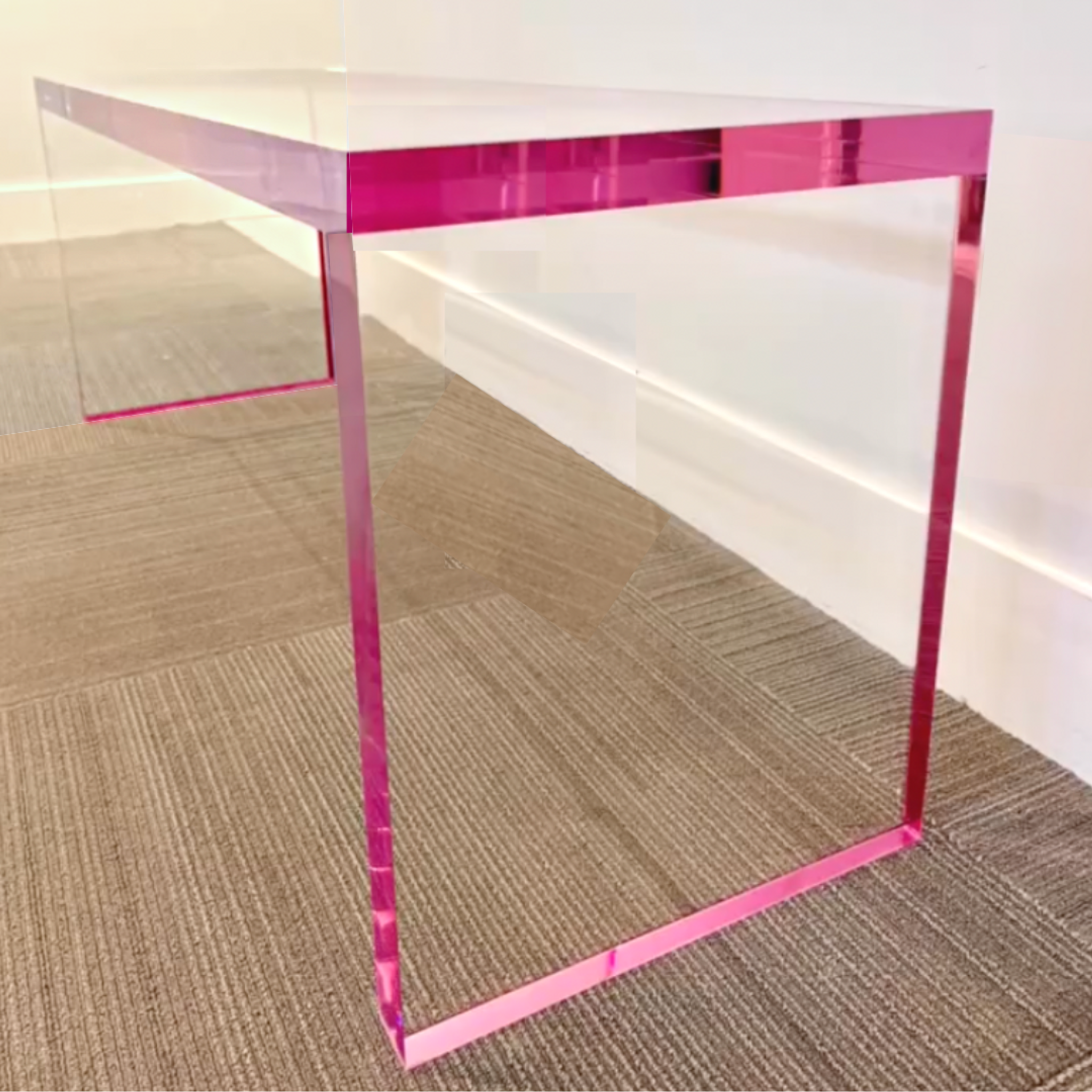 lucite Color Edge Slab Coffee Table 