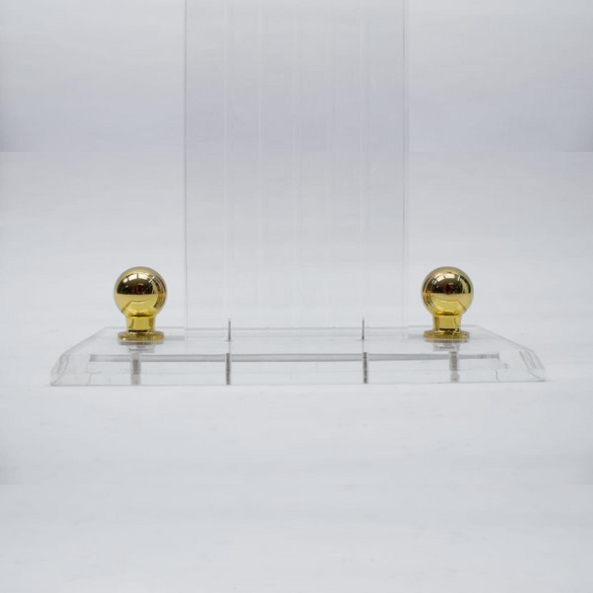 Modern Lucite Pedestal with Metal Finials