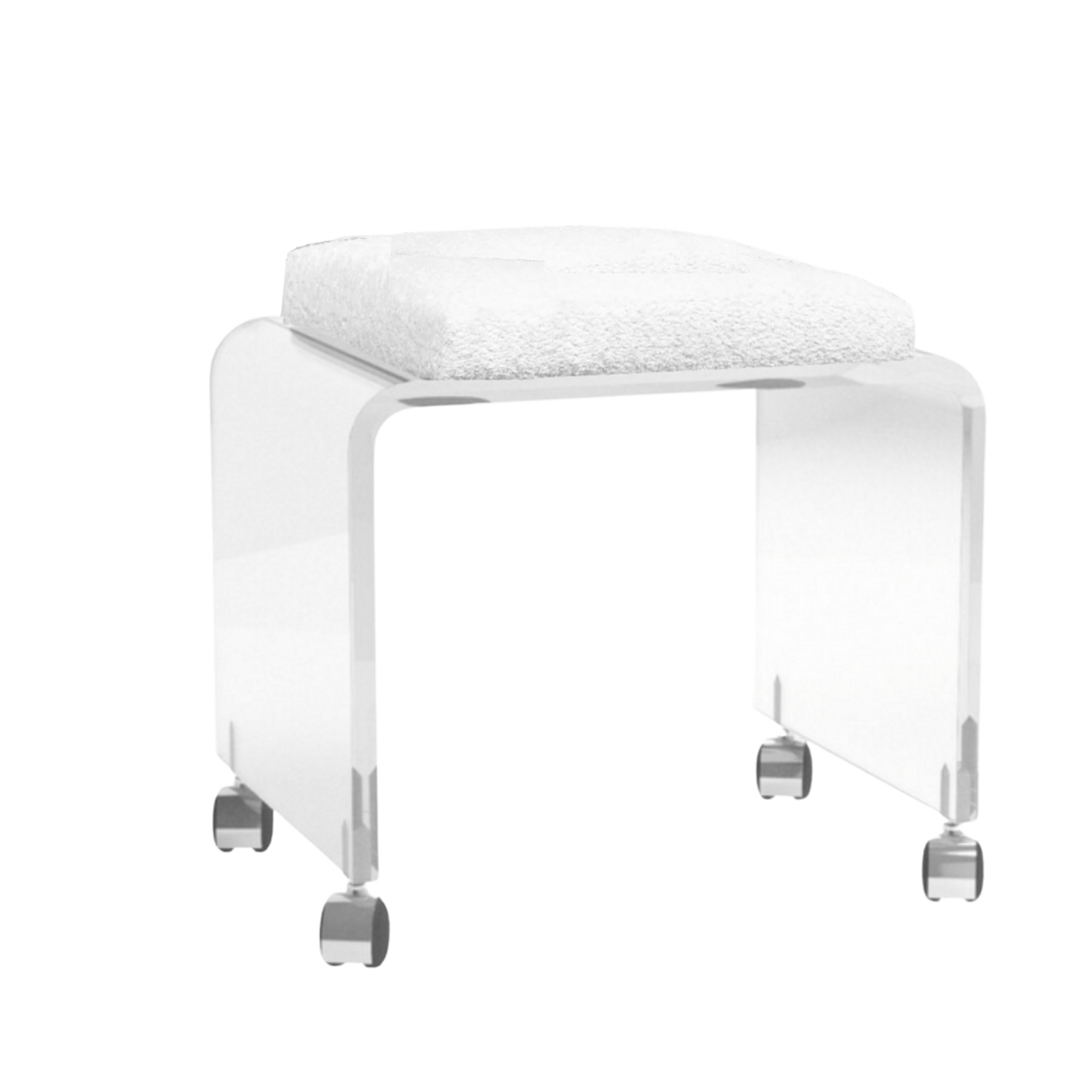 Vanity Stool with White Terry Cloth Seat
