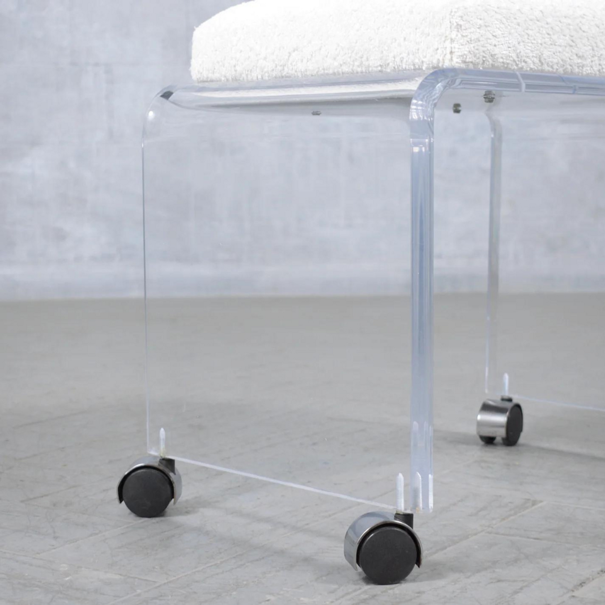 Vanity Stool with White Terry Cloth Seat