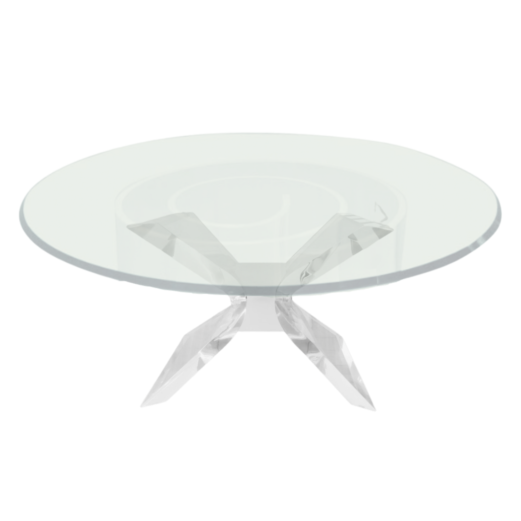 Lucite Butterfly Base Round Coffee Table with Glass Top