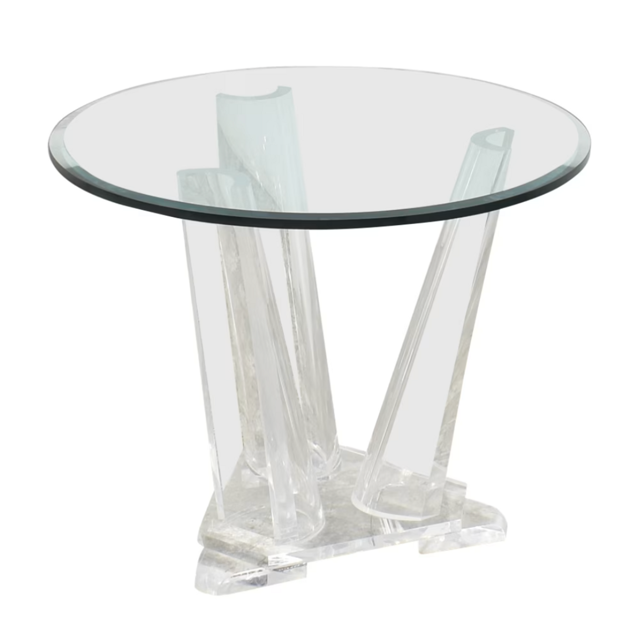 lucite clear acrylic Sculptural Round Foyer Table