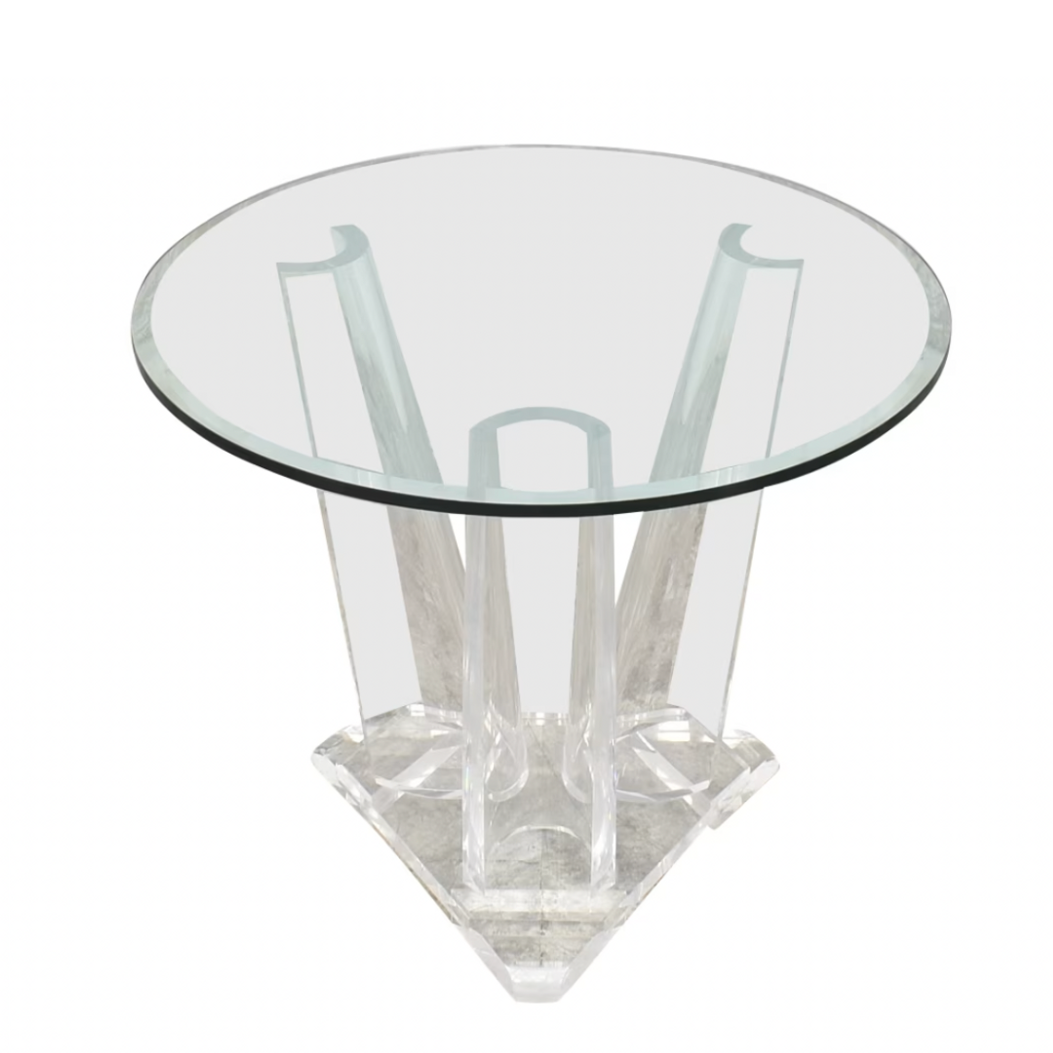 lucite clear acrylic Sculptural Round Foyer Table