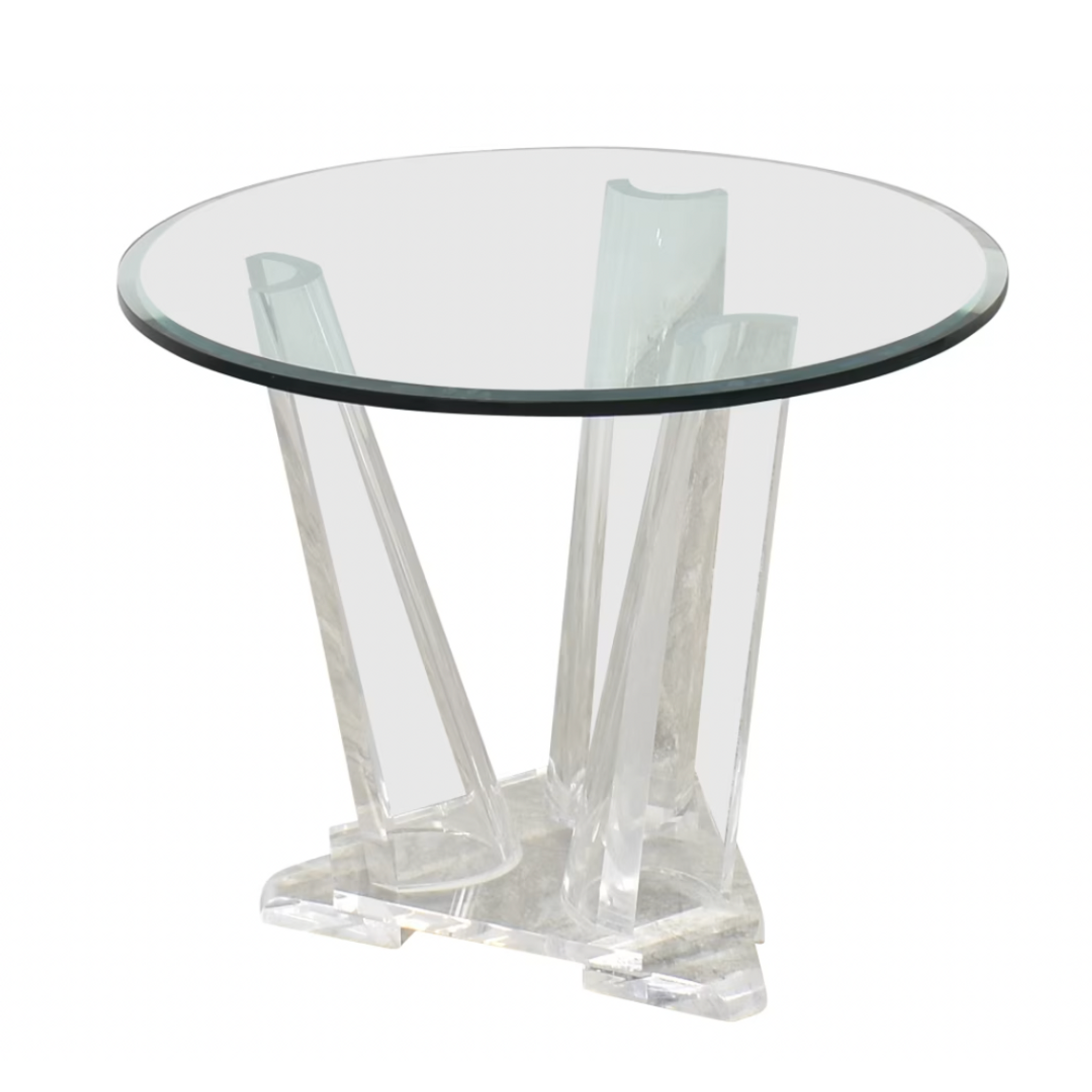 lucite clear acrylic Sculptural Round Foyer Table