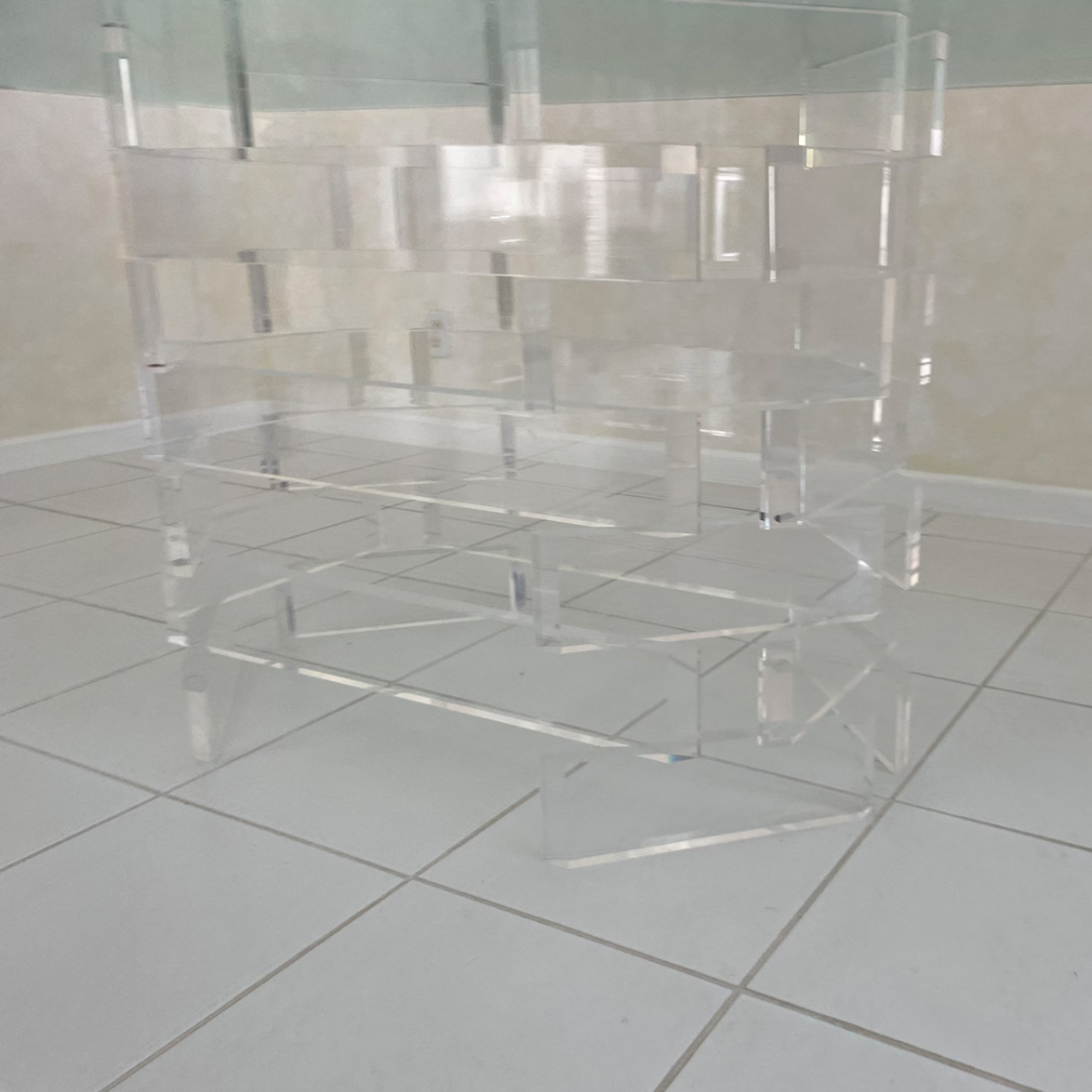 stacked rectangular lucite clear acrylic base dining table