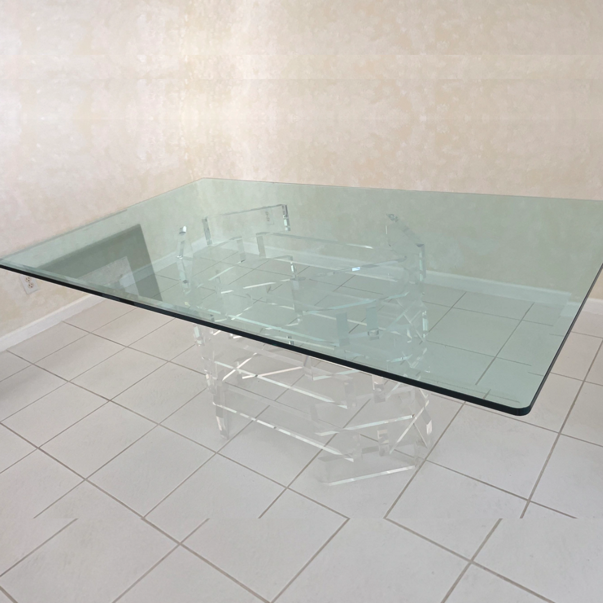 stacked rectangular lucite clear acrylic base dining table