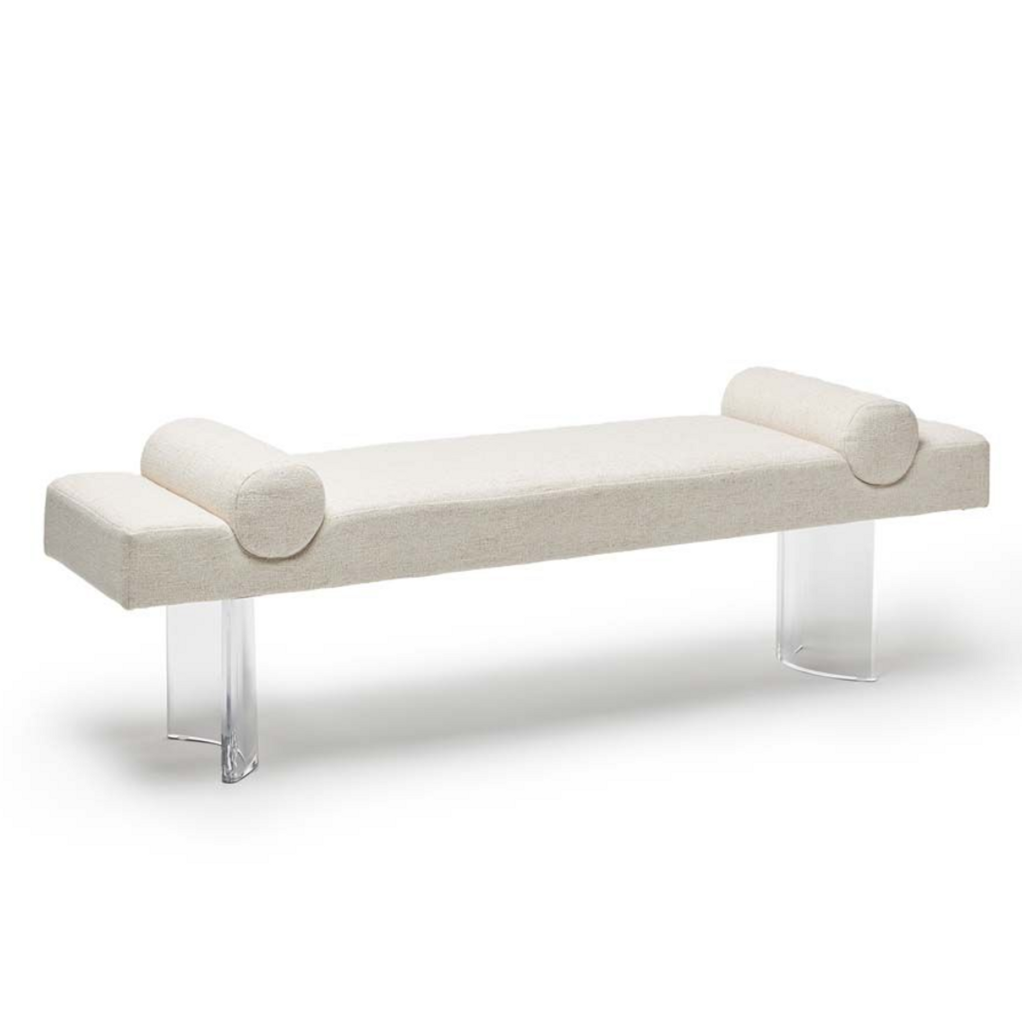 Chenille Bolster Lucite Bench