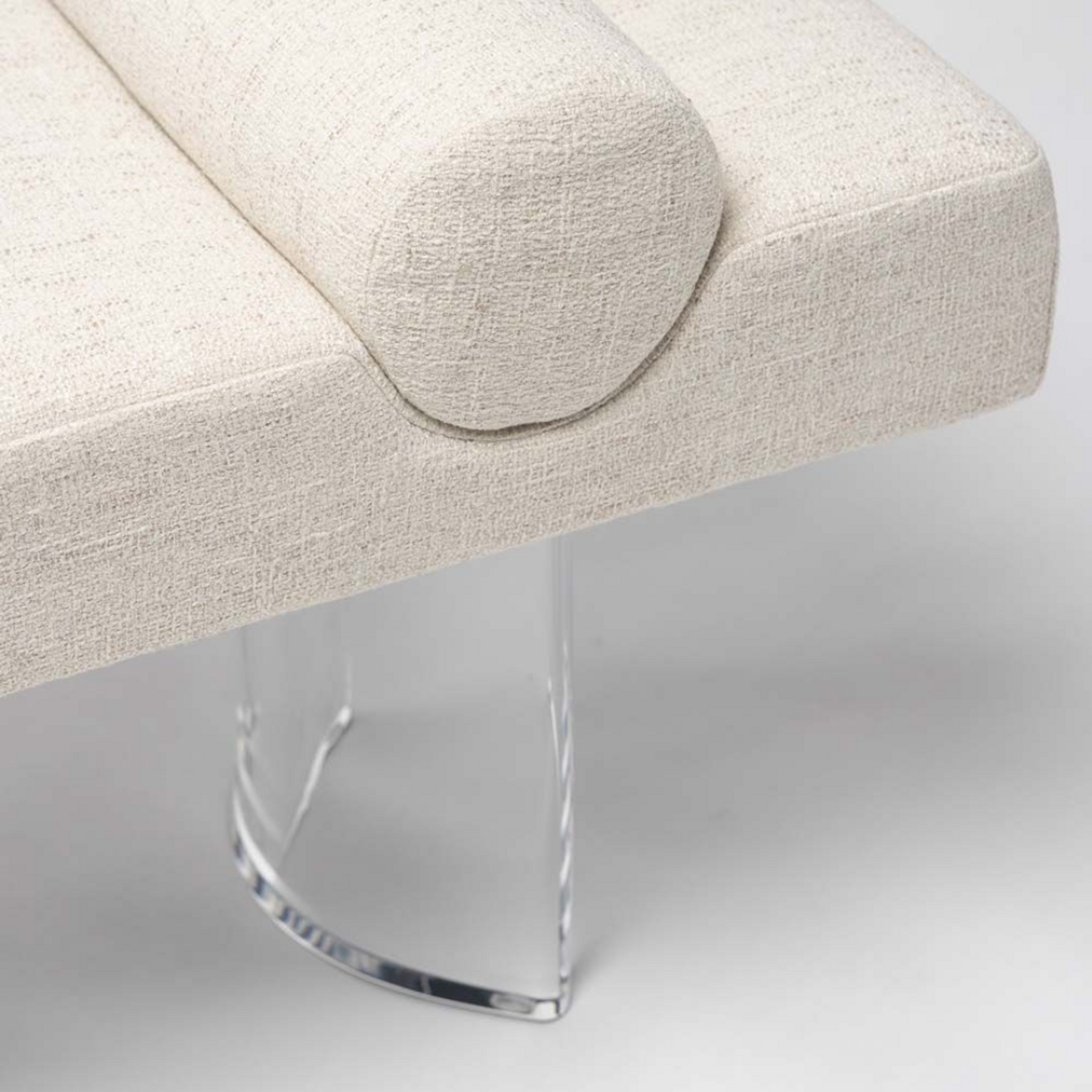 Chenille Bolster Lucite Bench