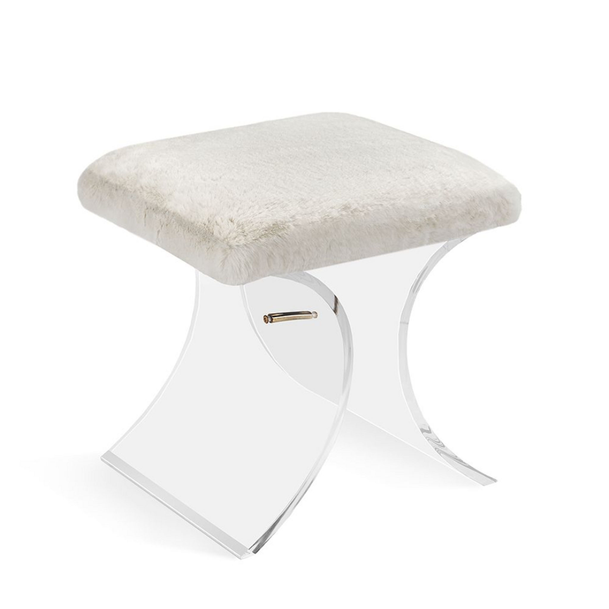 Faux Fur & Lucite Butterfly Stool