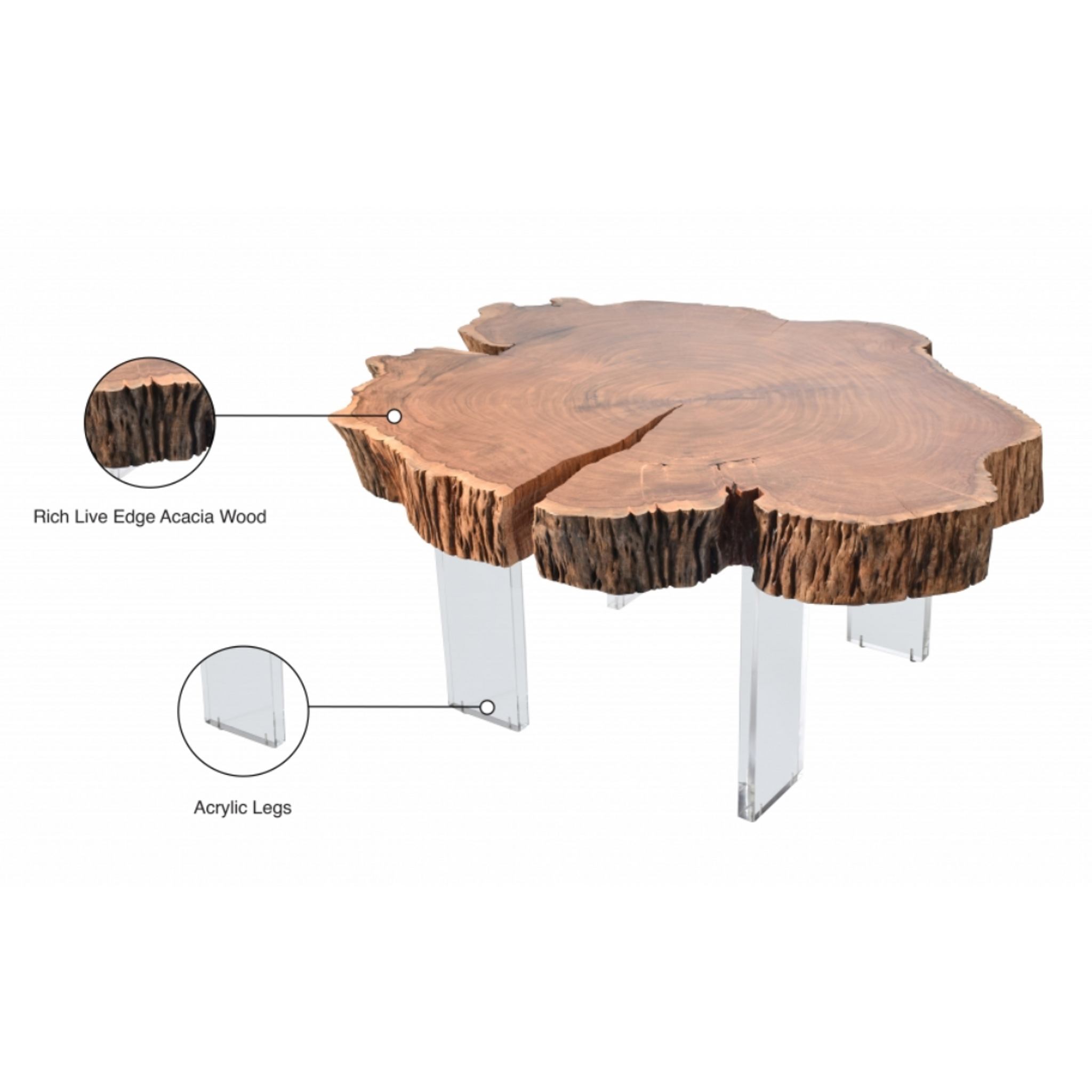 Acacia Wood Round Coffee Table 