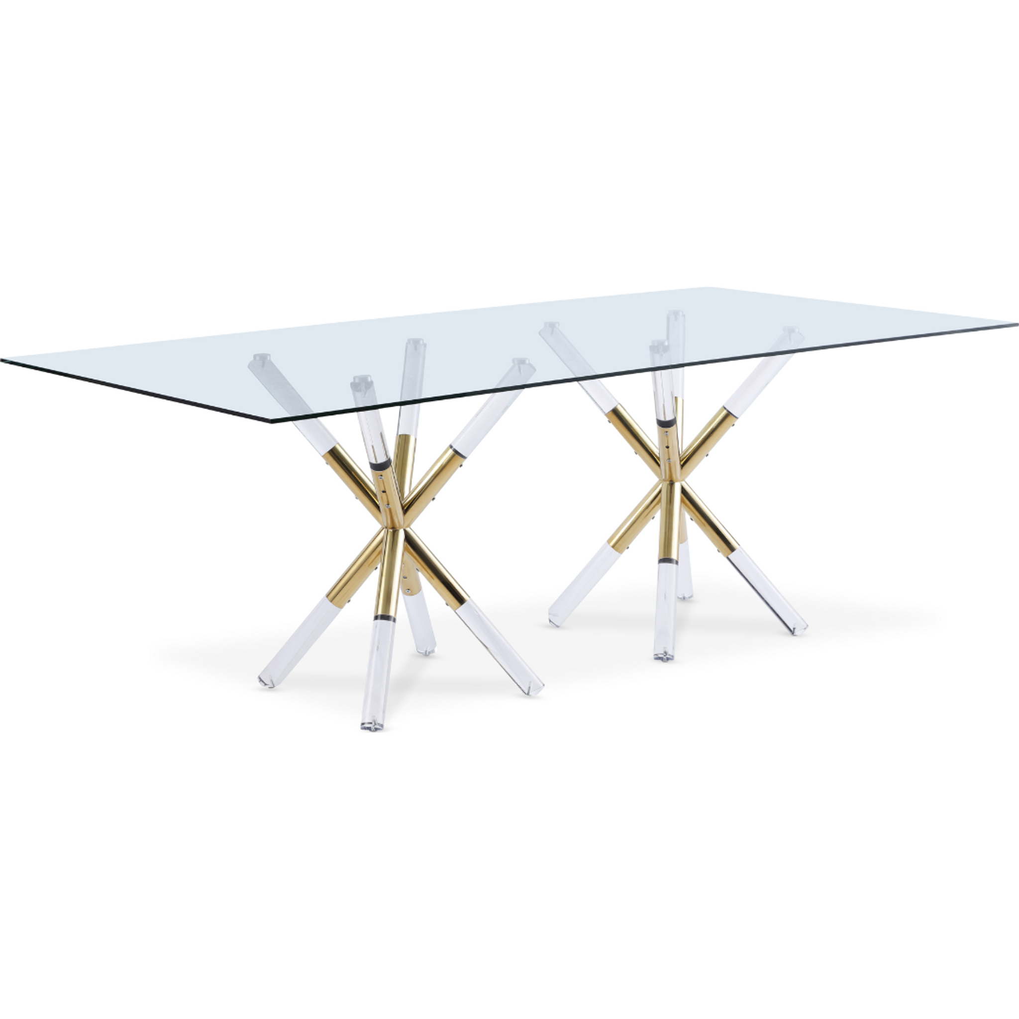 Brass Star Dining Table (917-T) meridian mercury double lucite pedestal 