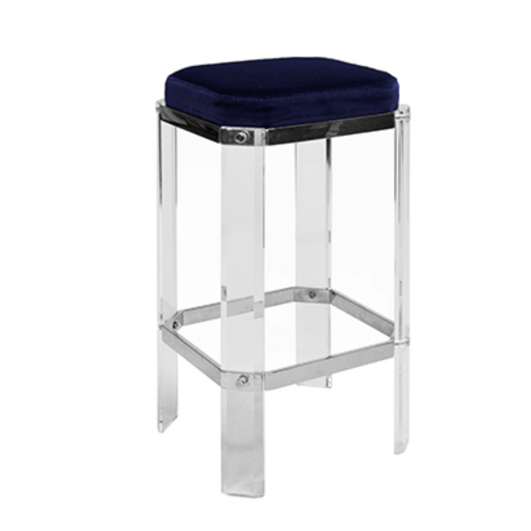 worlds away dorsey barstool navy black lucite leg backless counter stool