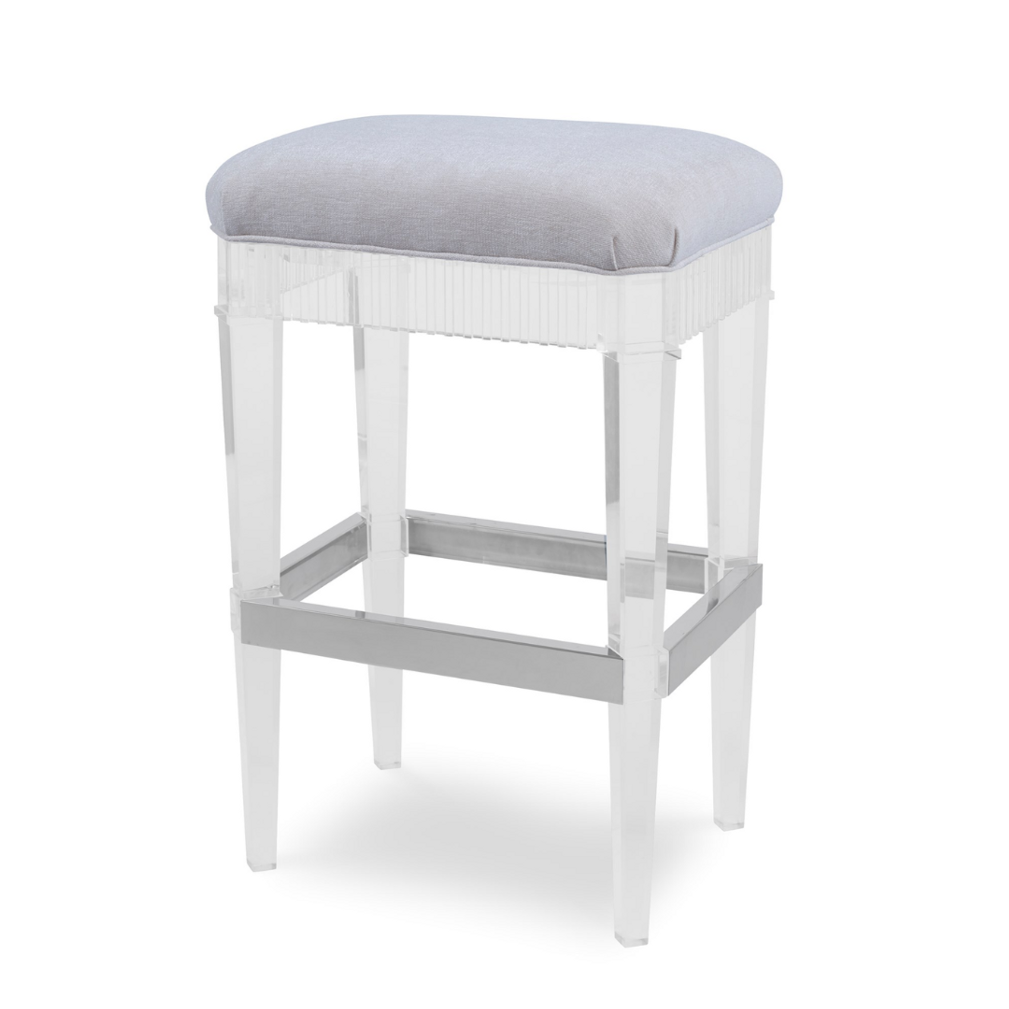 Fluted Lucite Barstool backless glam clear acrylic