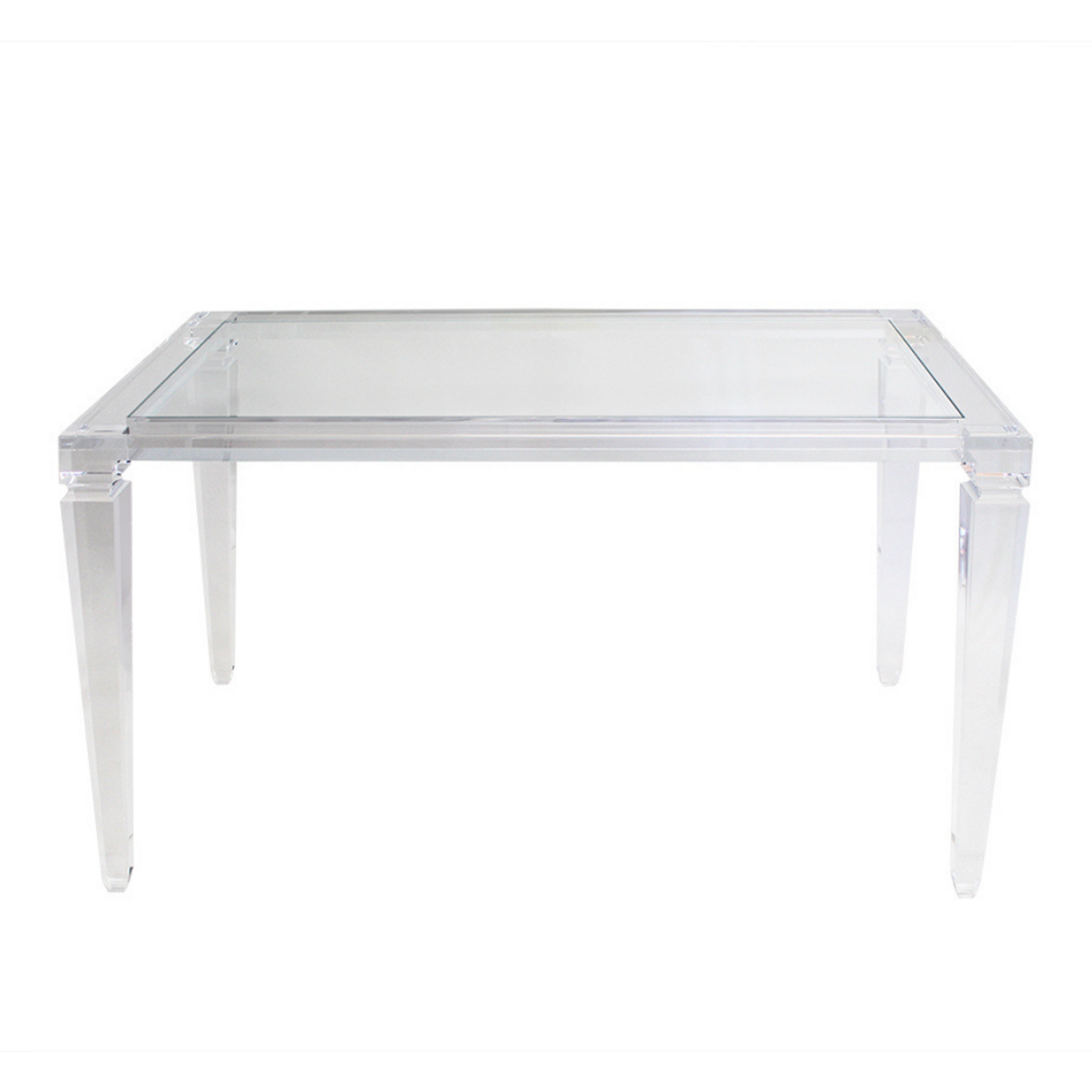 Lucite Classic Taper Leg Writing Desk with Inset Glass Top