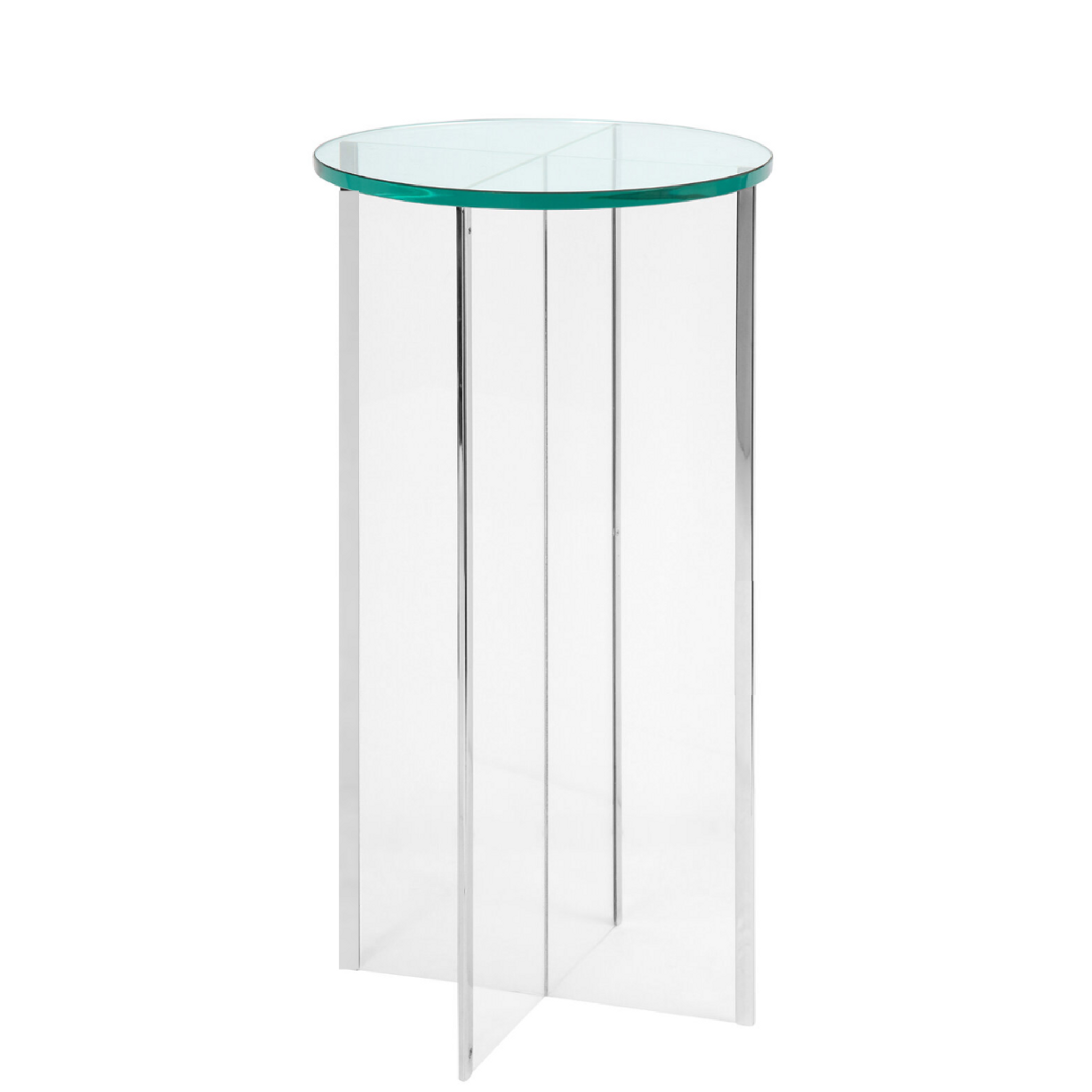 lucite clear acrylic Modern X Base Round Art Pedestal