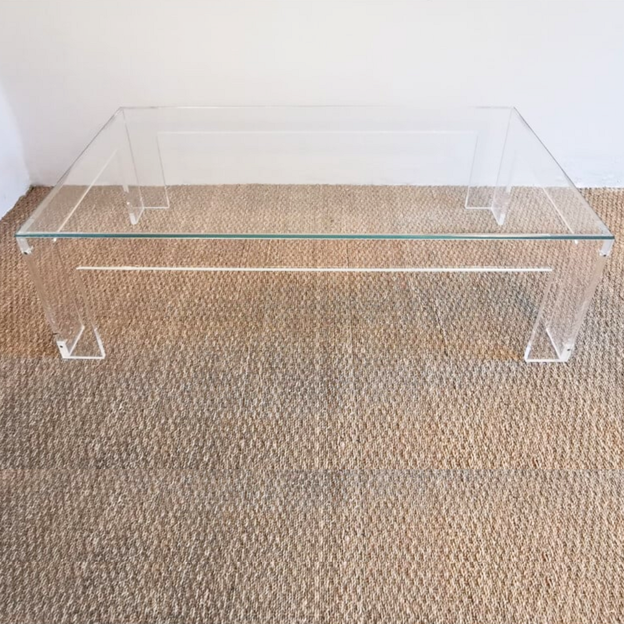 lucite clear acrylic modern parsons table glass top