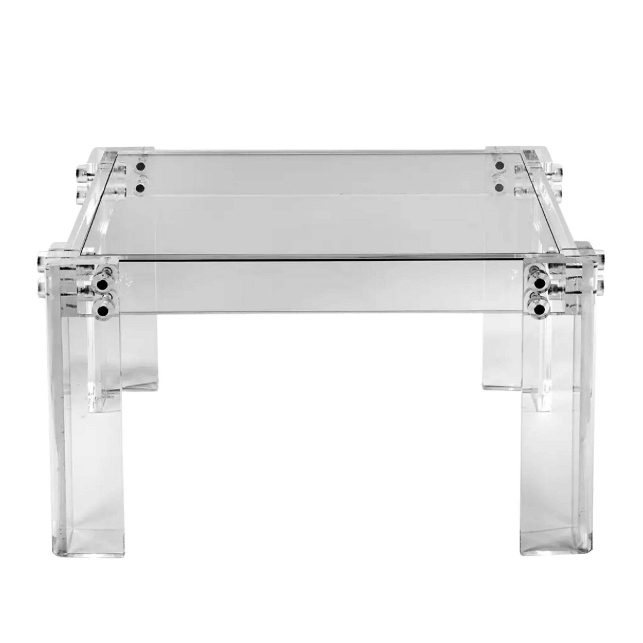 modern industrial bolts lucite clear acrylic square side end table