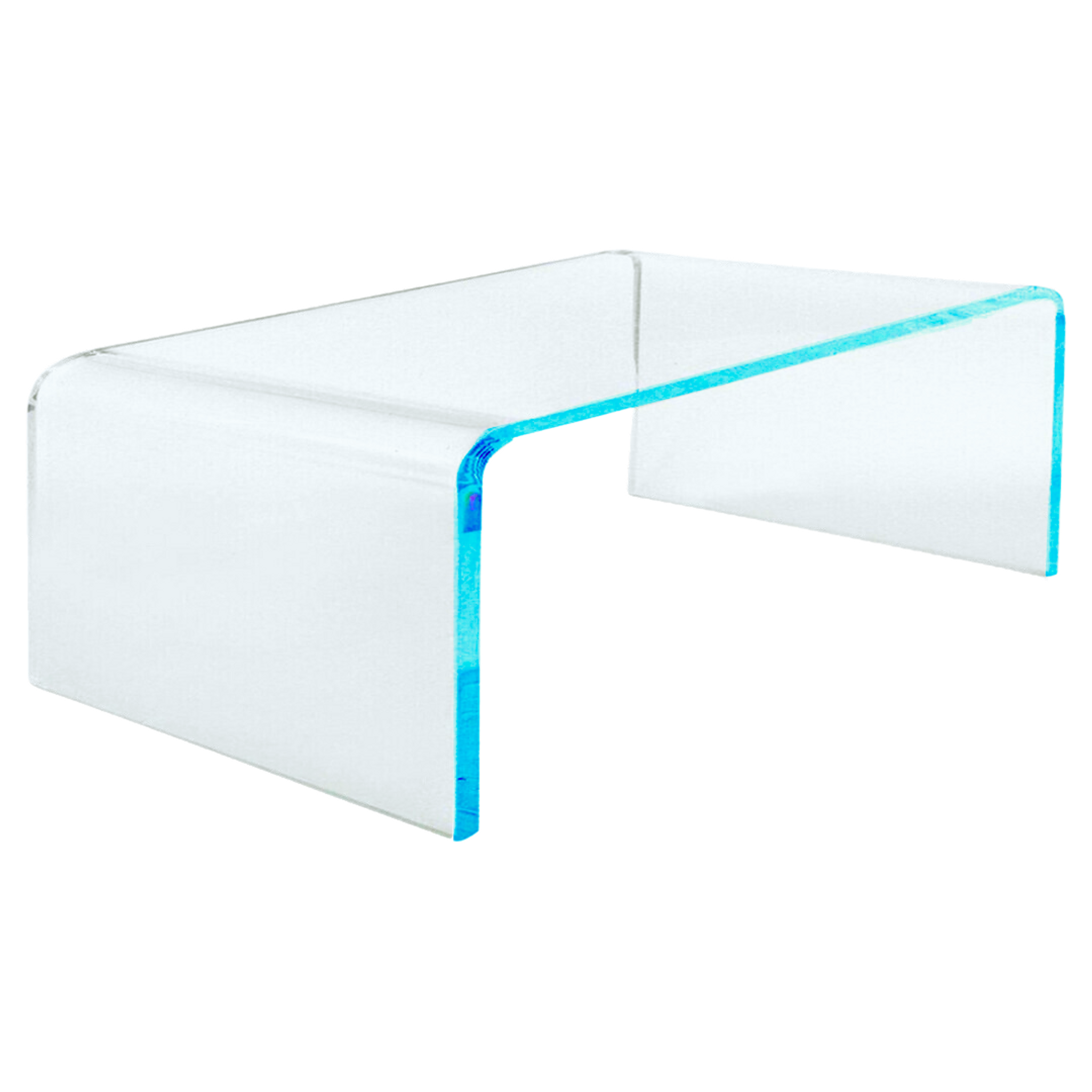 color edge lucite acrylic waterfall coffee table