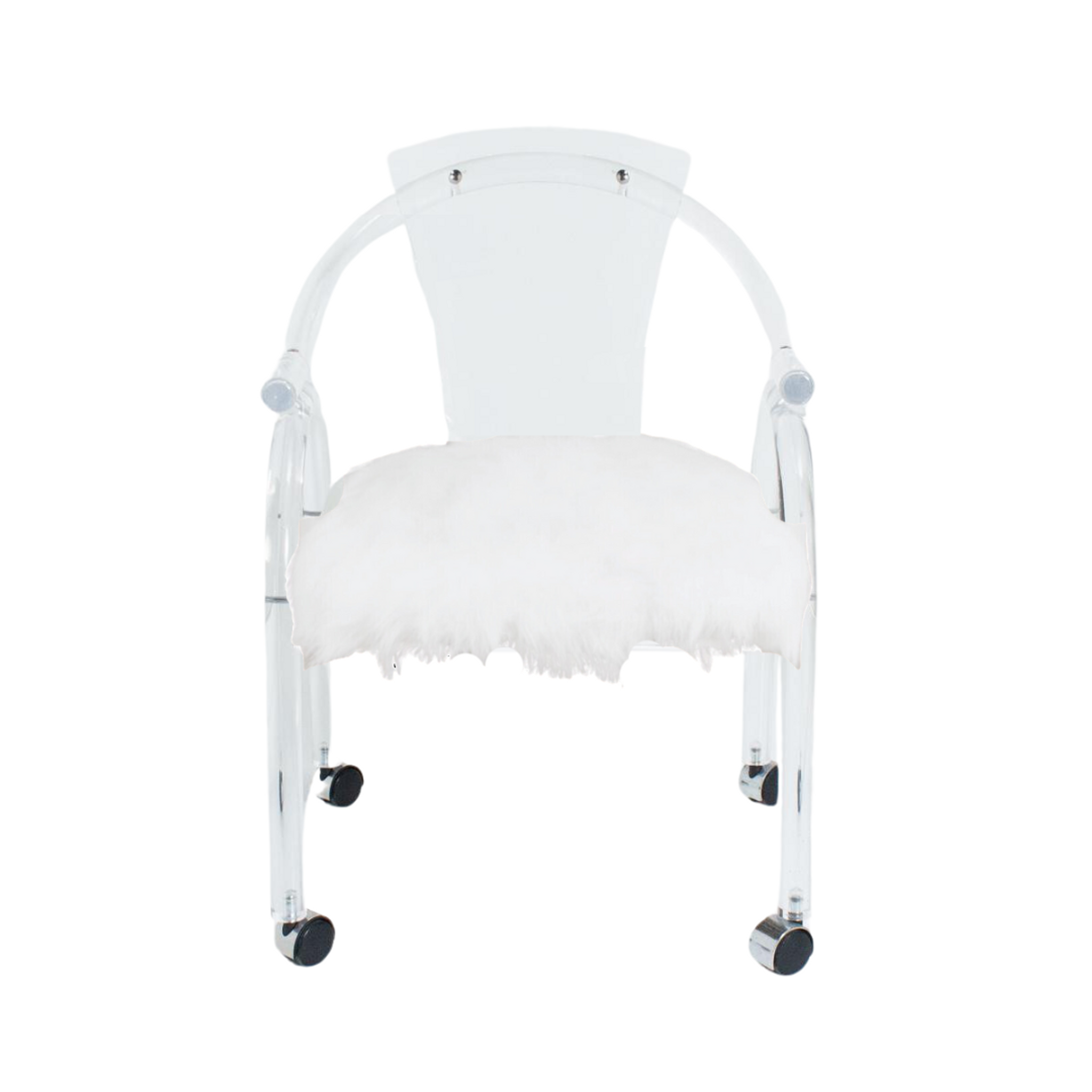 Faux Fur Lucite Game Chair on Wheels 