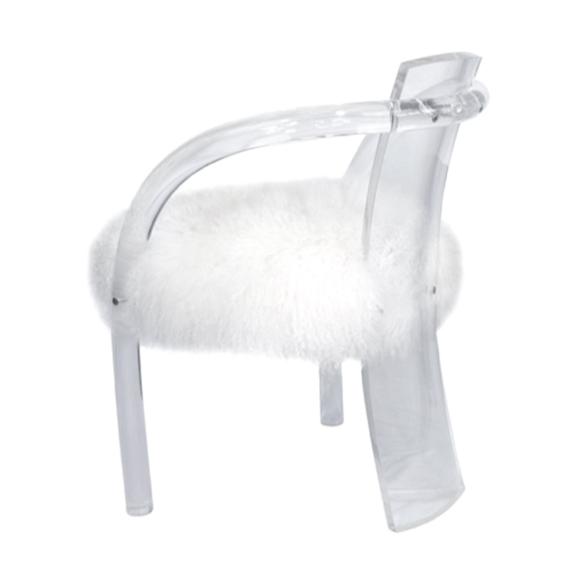 Faux Fur Lucite Game Chair