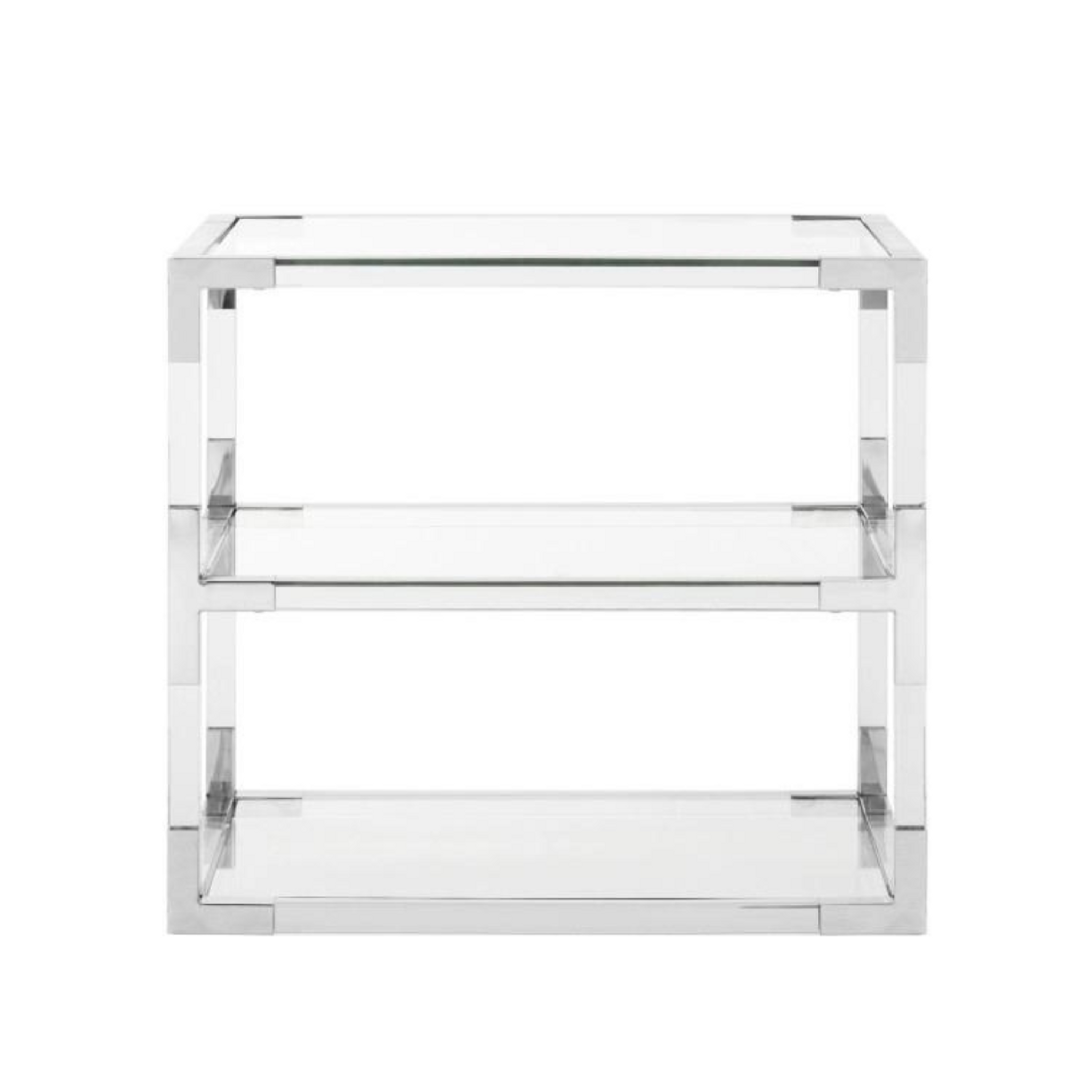 2 Shelf Side Table with Chrome Corners 