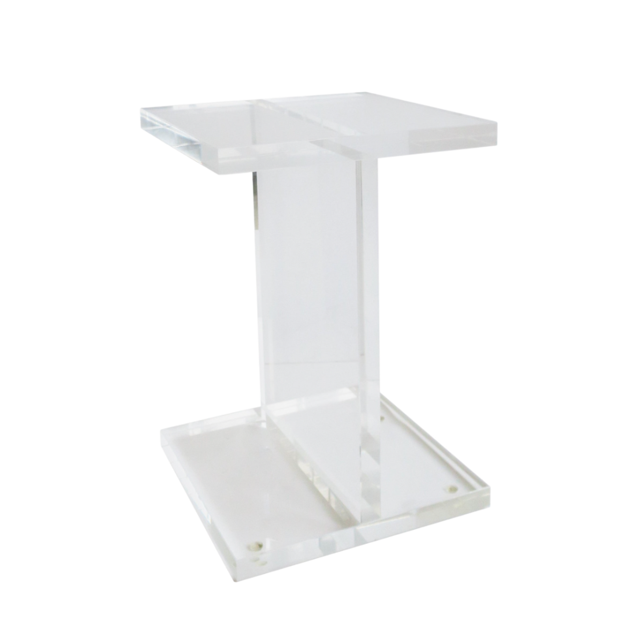 lucite Clear acrylic I Beam Side Table