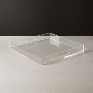 square acrylic clear lucite handles tray Russell hazel