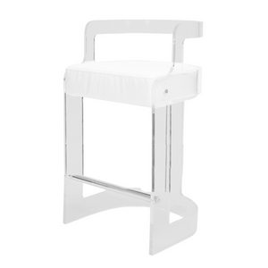 worlds away Lucite Round Back Counter Stool (MALONE WHITE